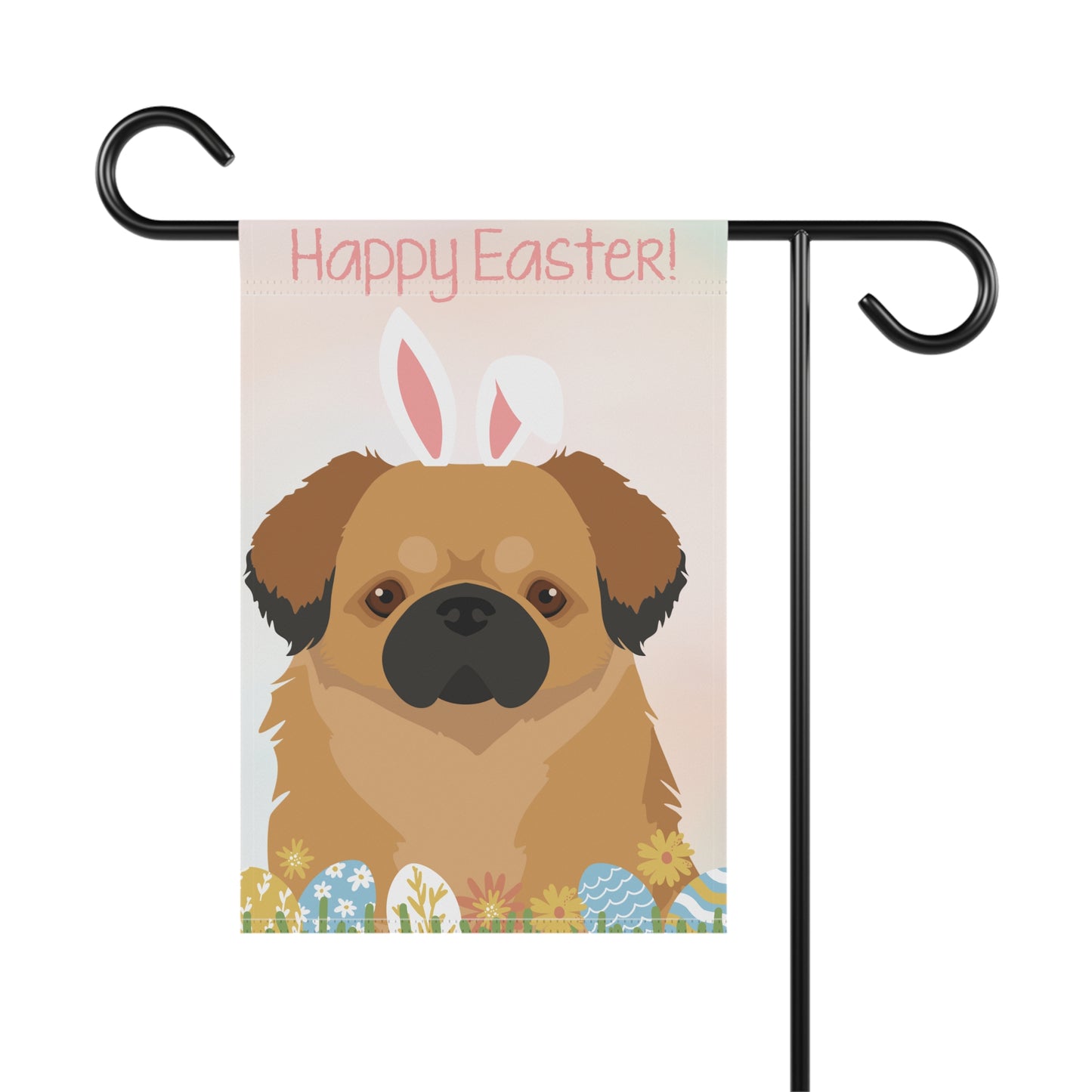 Tibetan Spaniel Dog Happy Easter Garden Flag
