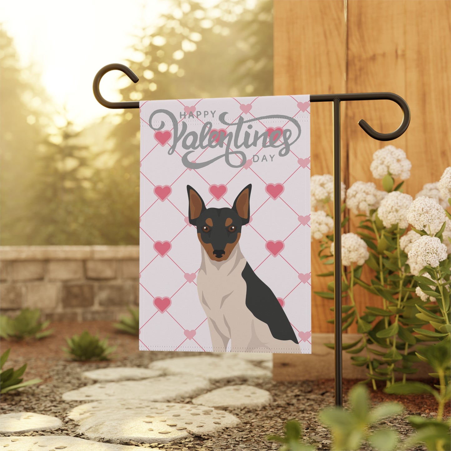 Brazilian Terrier Dog Valentines Day Garden Flag