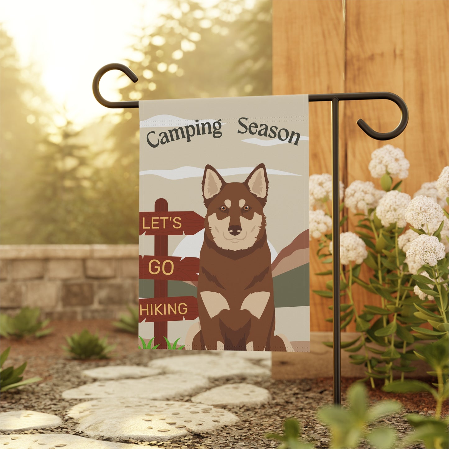 Lapponian Dog Camping Garden Flag