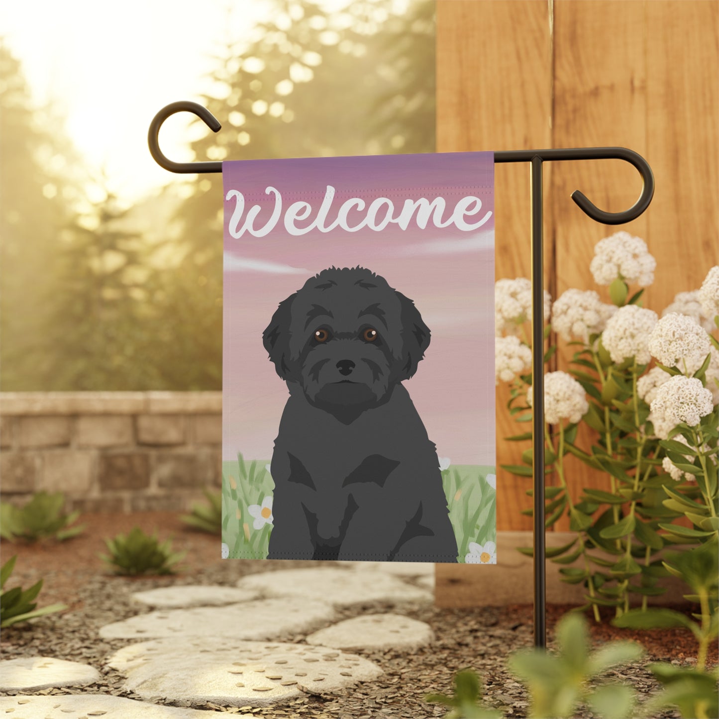 Toy Poodle Dog Welcome Garden Flag