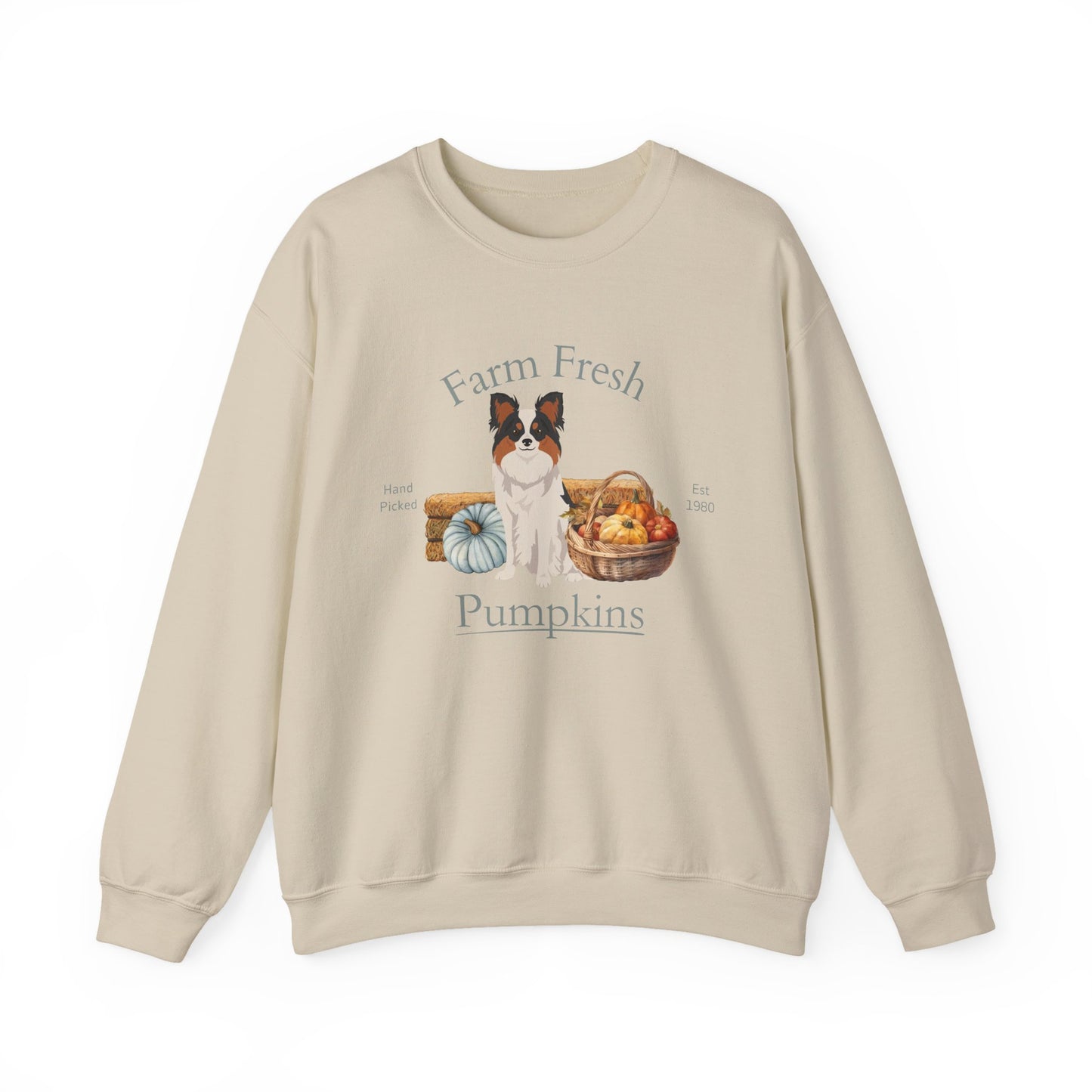 Papillon Dog Fall Farm Fresh Unisex Heavy Blend Crewneck Sweatshirt