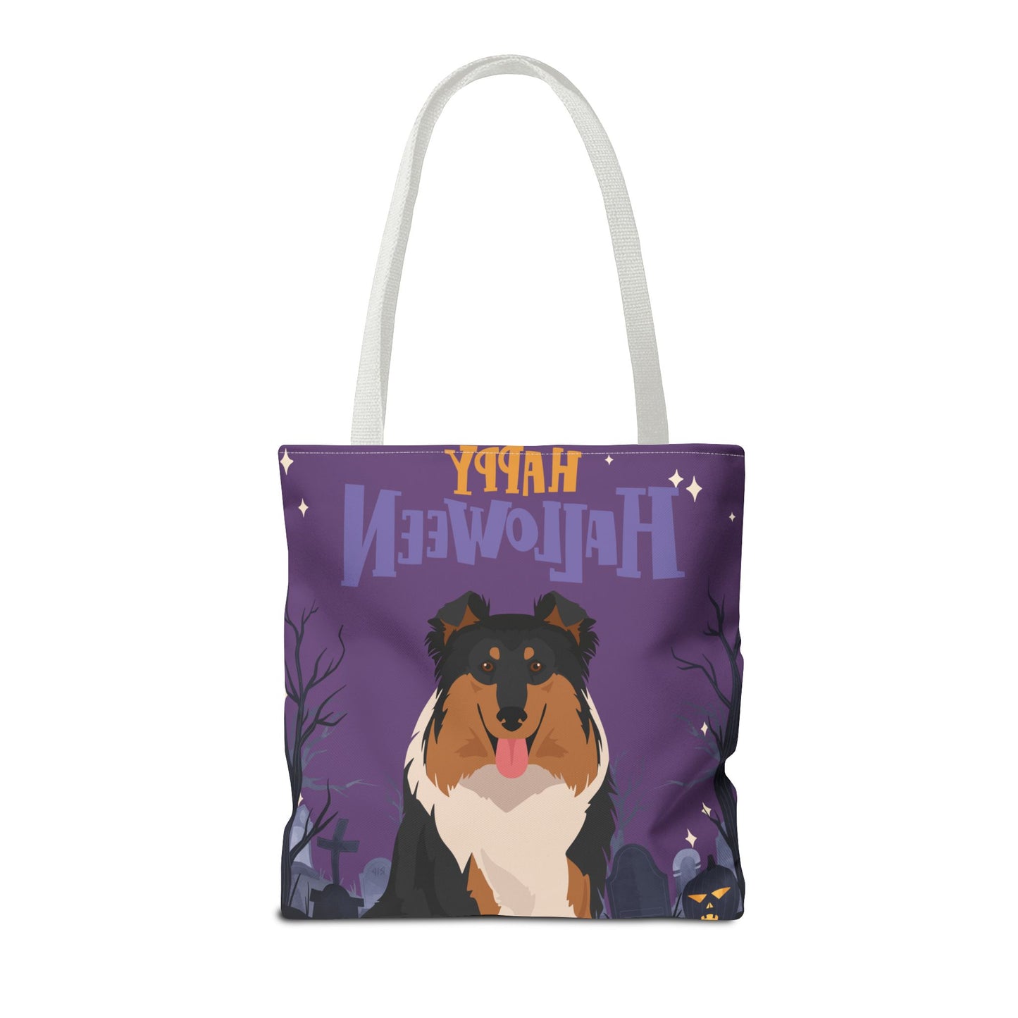 Collie Dog Happy Halloween Tote Bag 16x16