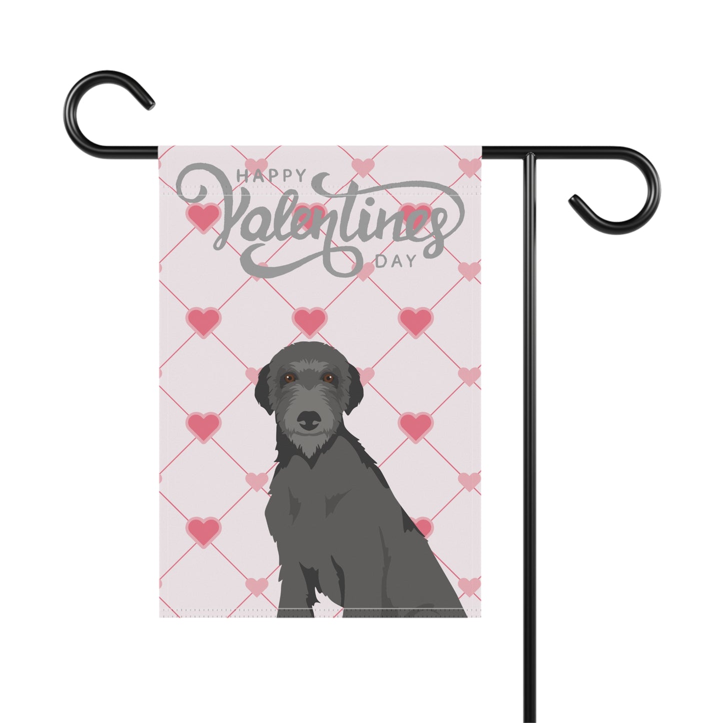 Scottish Deerhound Dog Valentines Day Garden Flag