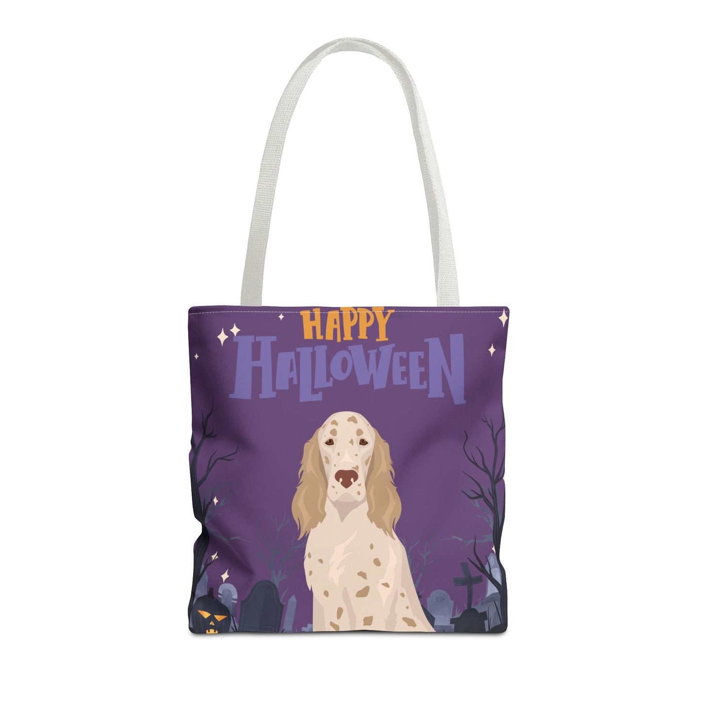 English Setter Dog Happy Halloween Tote Bag 16x16