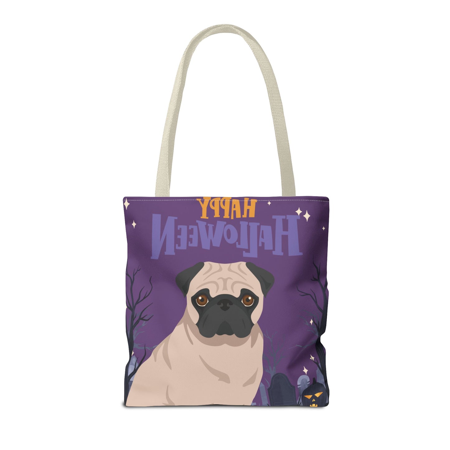 Pug Dog Happy Halloween Tote Bag 16x16