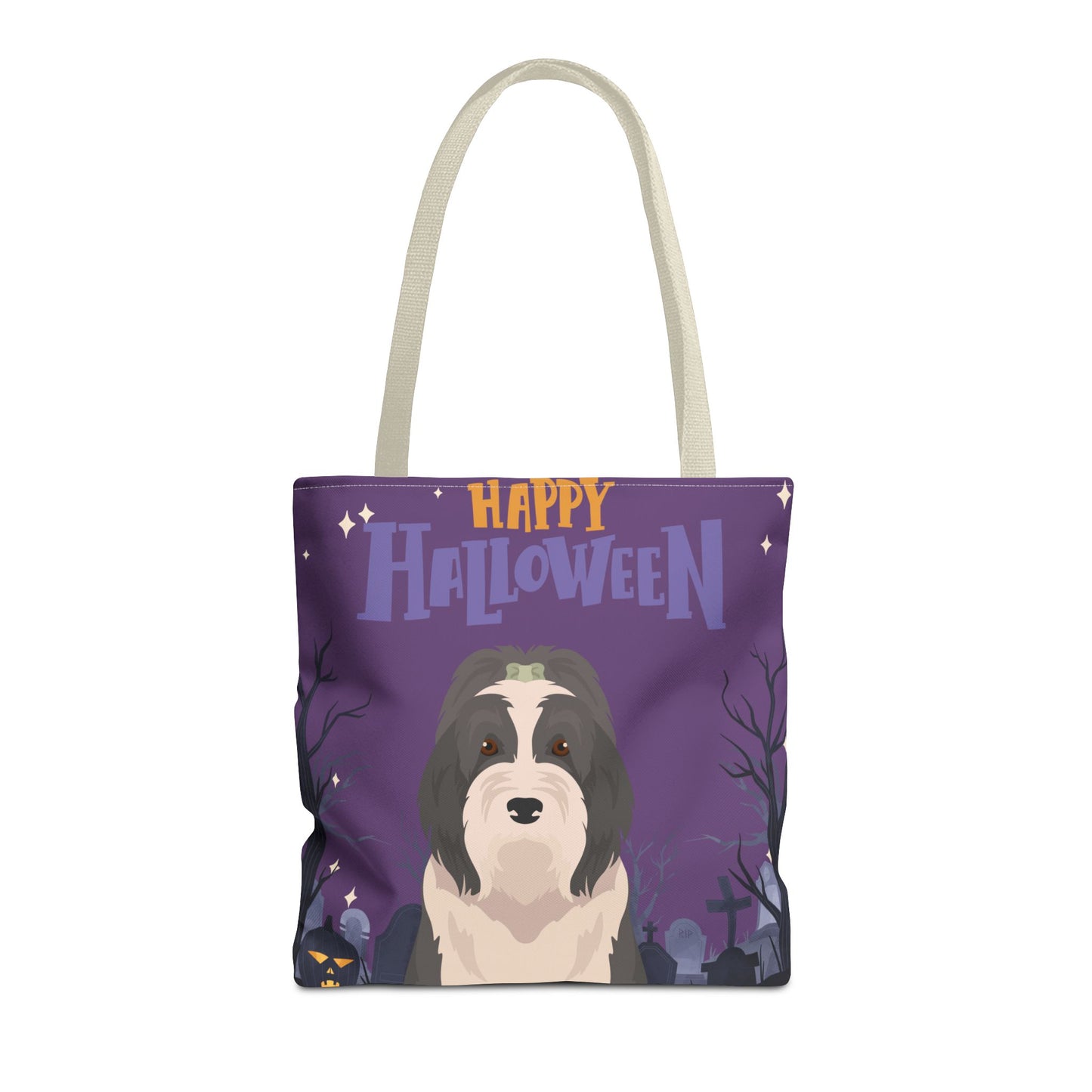 Bearded Collie Dog Happy Halloween Tote Bag 16x16