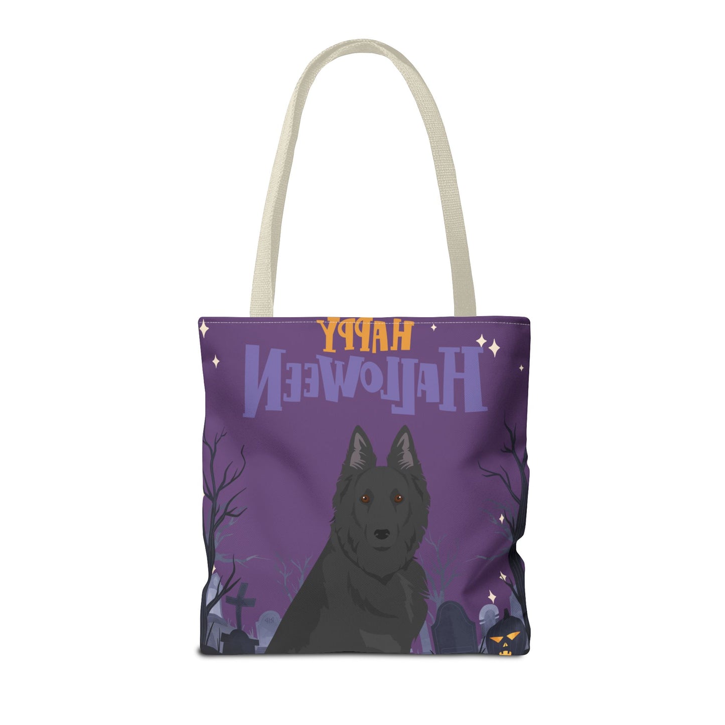 Belgain Sheepdog Dog Happy Halloween Tote Bag 16x16