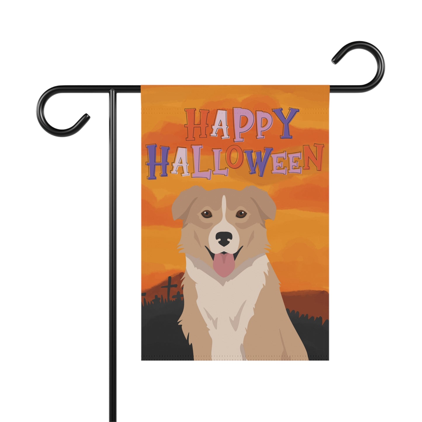 English Shepherd Dog Halloween Garden Flag