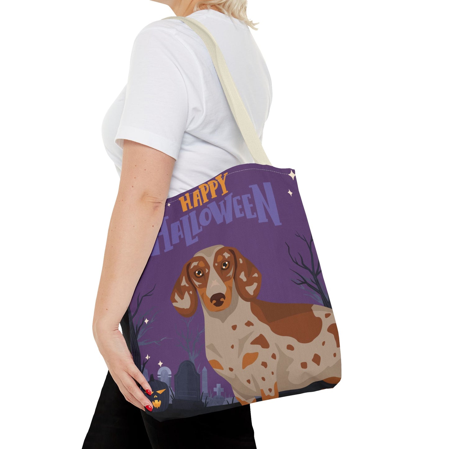 Dachshund Dog Happy Halloween Tote Bag 16x16