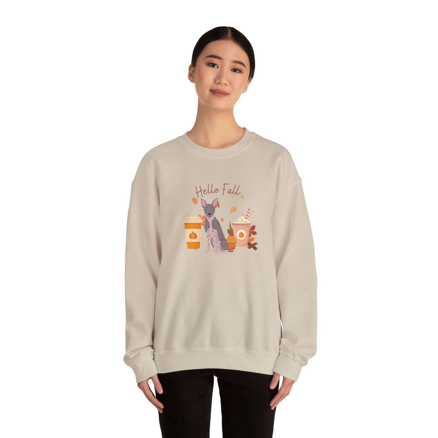 American Hairless Terrier Dog Fall Unisex Heavy Blend Crewneck Sweatshirt