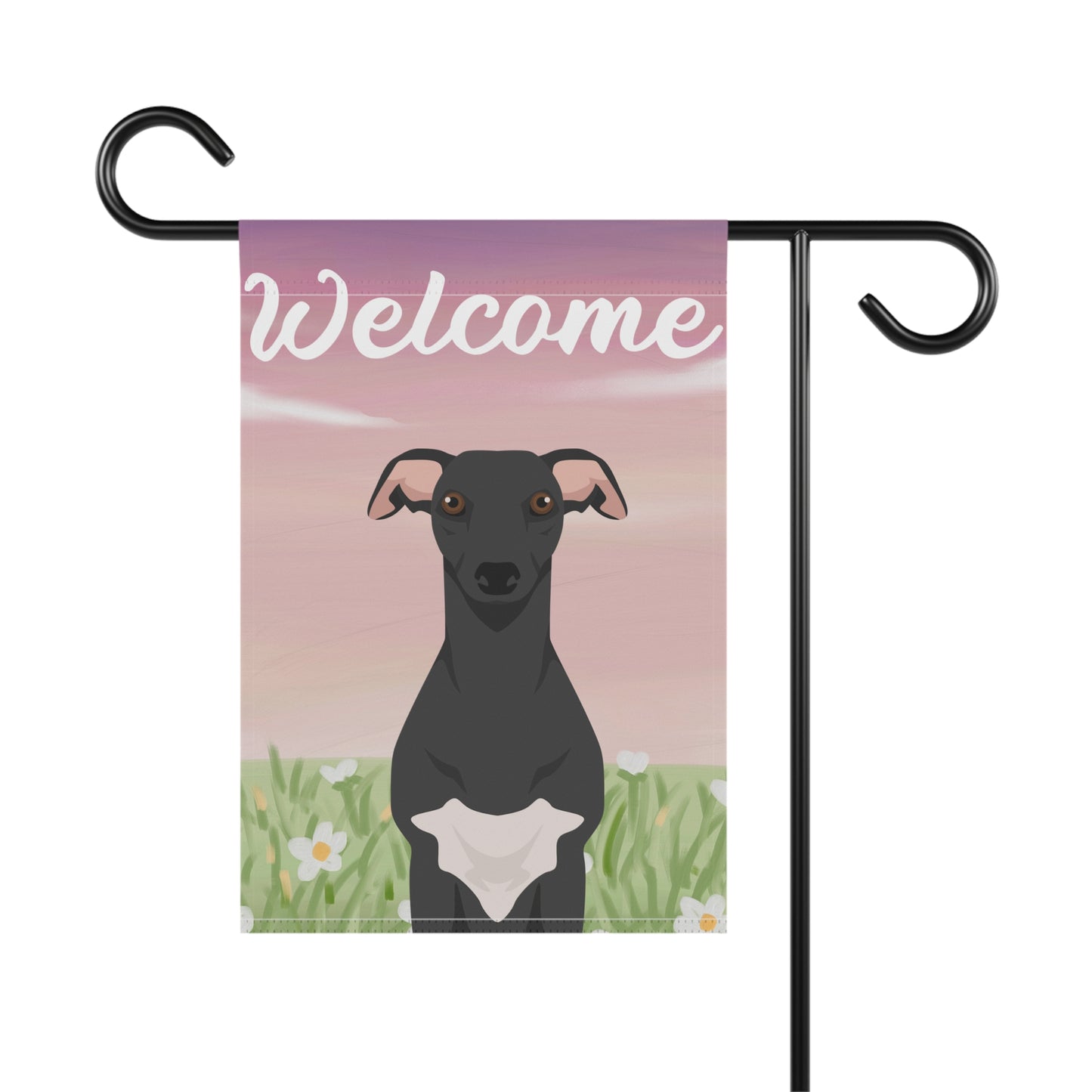 Whippet Dog Welcome Garden Flag