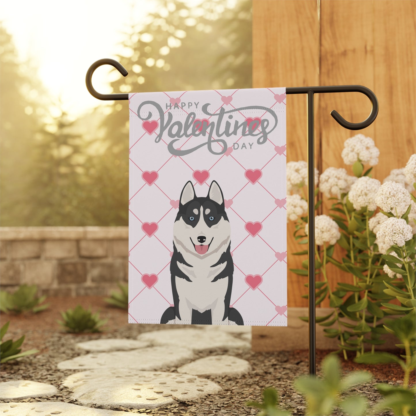 Siberian Husky Dog Valentines Day Garden Flag