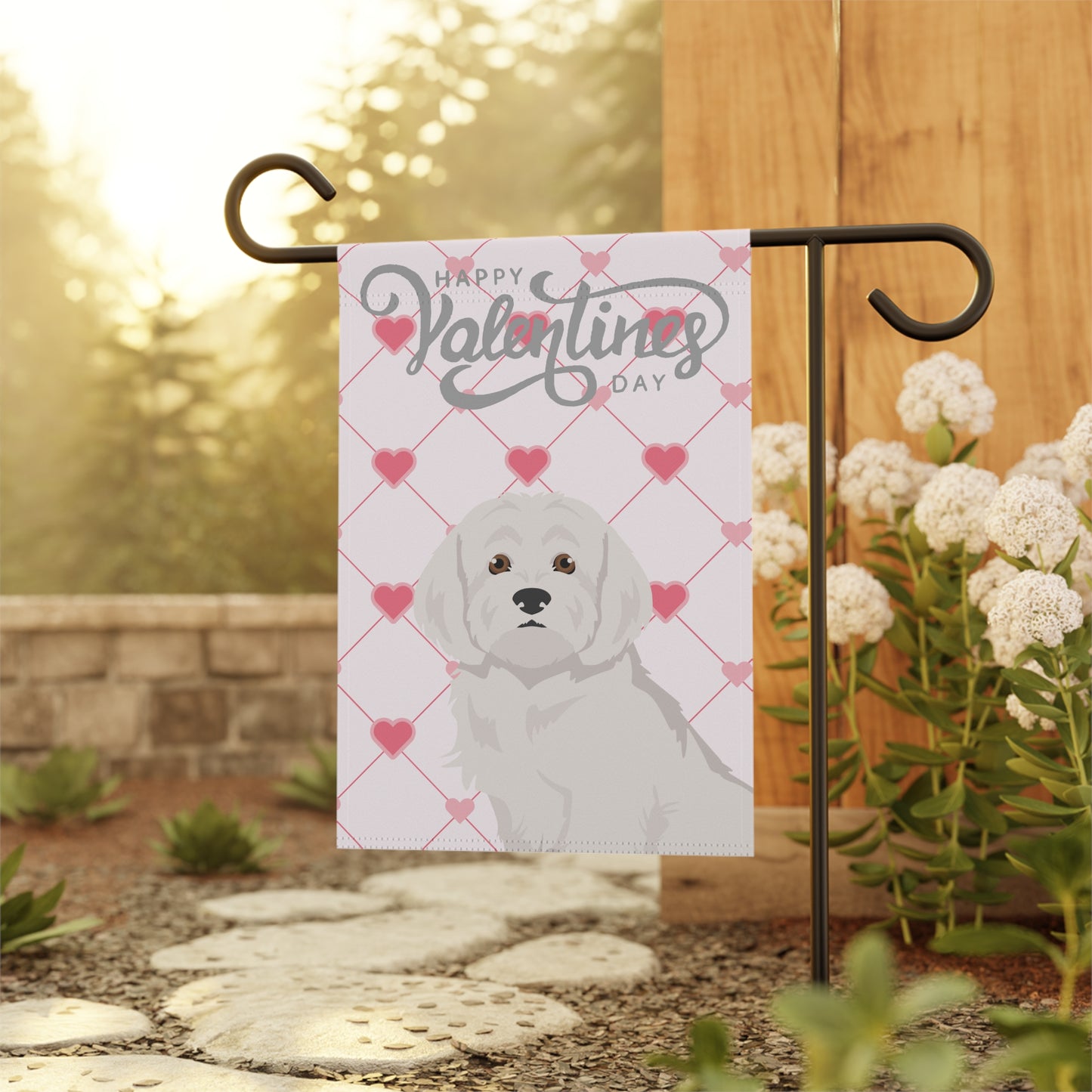 Maltese Dog Valentines Day Garden Flag