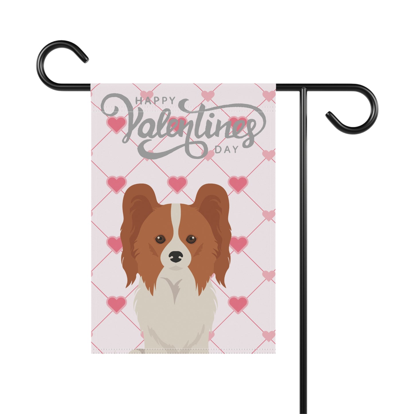 Papillon Dog Valentines Day Garden Flag