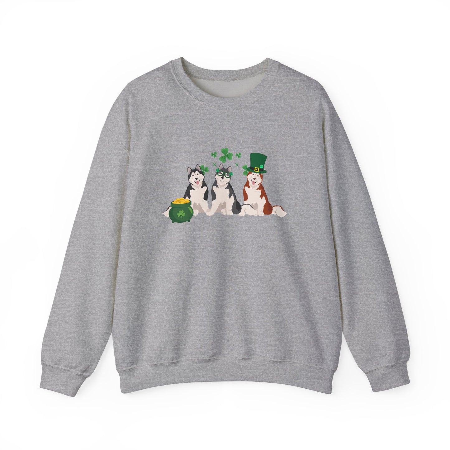 Alaskan Malamute Dog St Patricks Day Unisex Heavy Blend Crewneck Sweatshirt, St Pattys day, Cute Dog Mom Gift