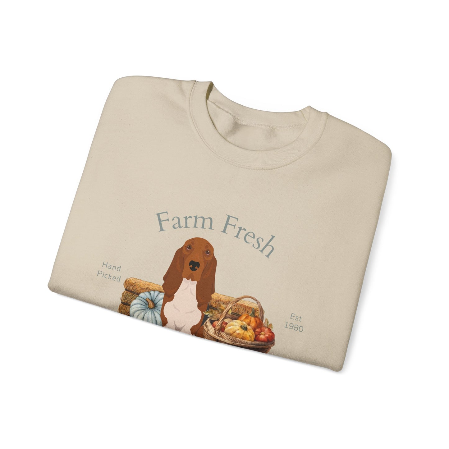 Basset Hound Dog Fall Farm Fresh Unisex Heavy Blend Crewneck Sweatshirt