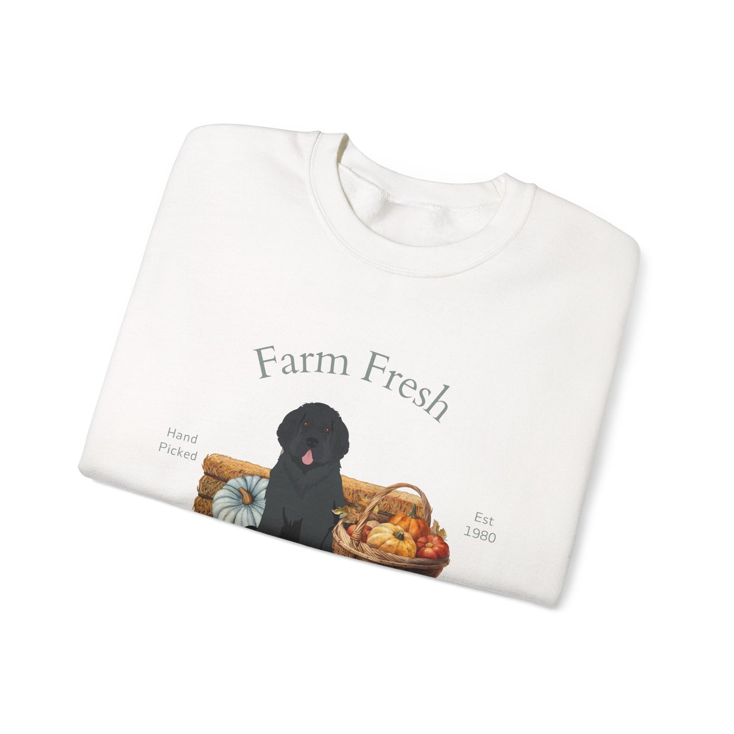 Newfoundland Dog Fall Farm Fresh Unisex Heavy Blend Crewneck Sweatshirt
