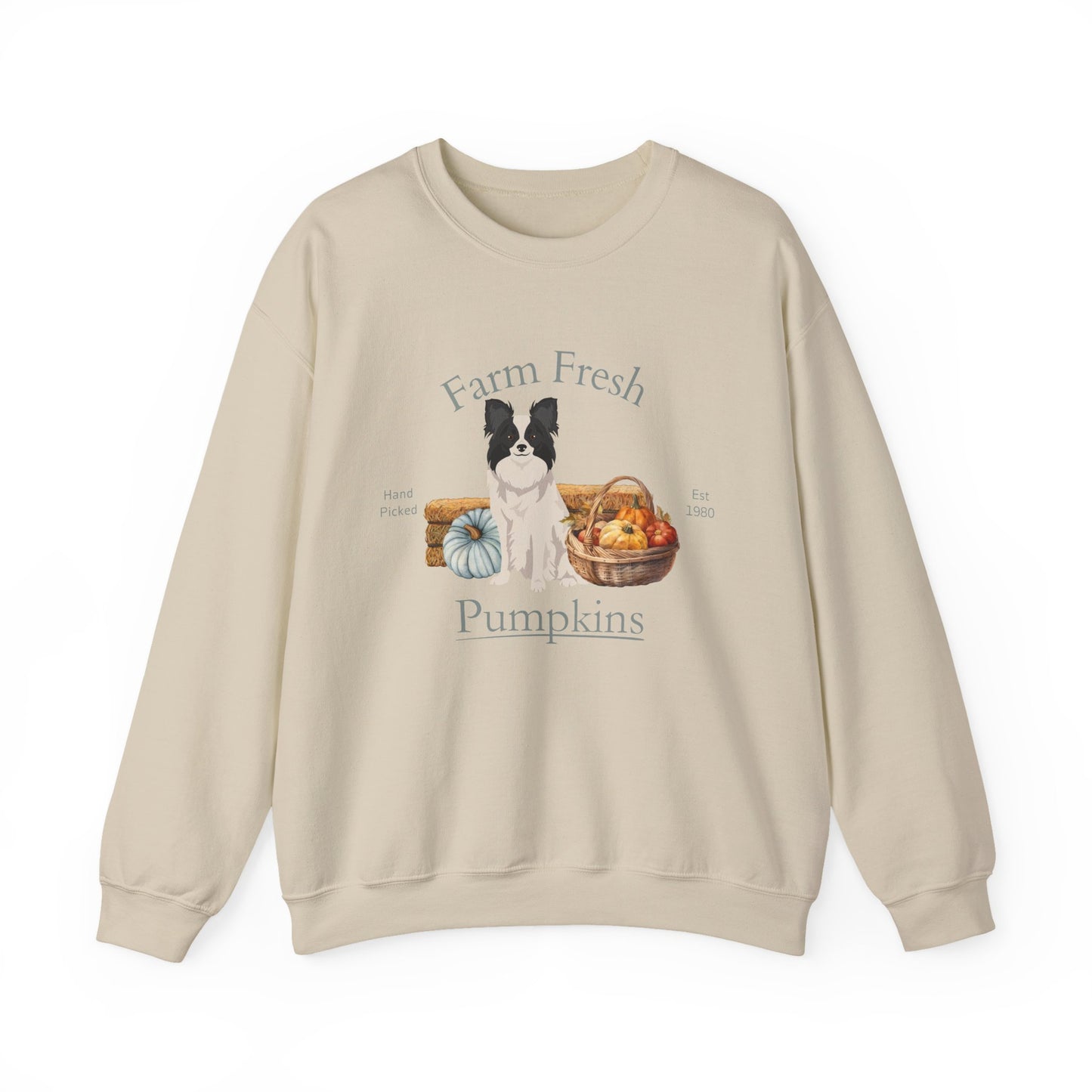 Papillon Dog Fall Farm Fresh Unisex Heavy Blend Crewneck Sweatshirt