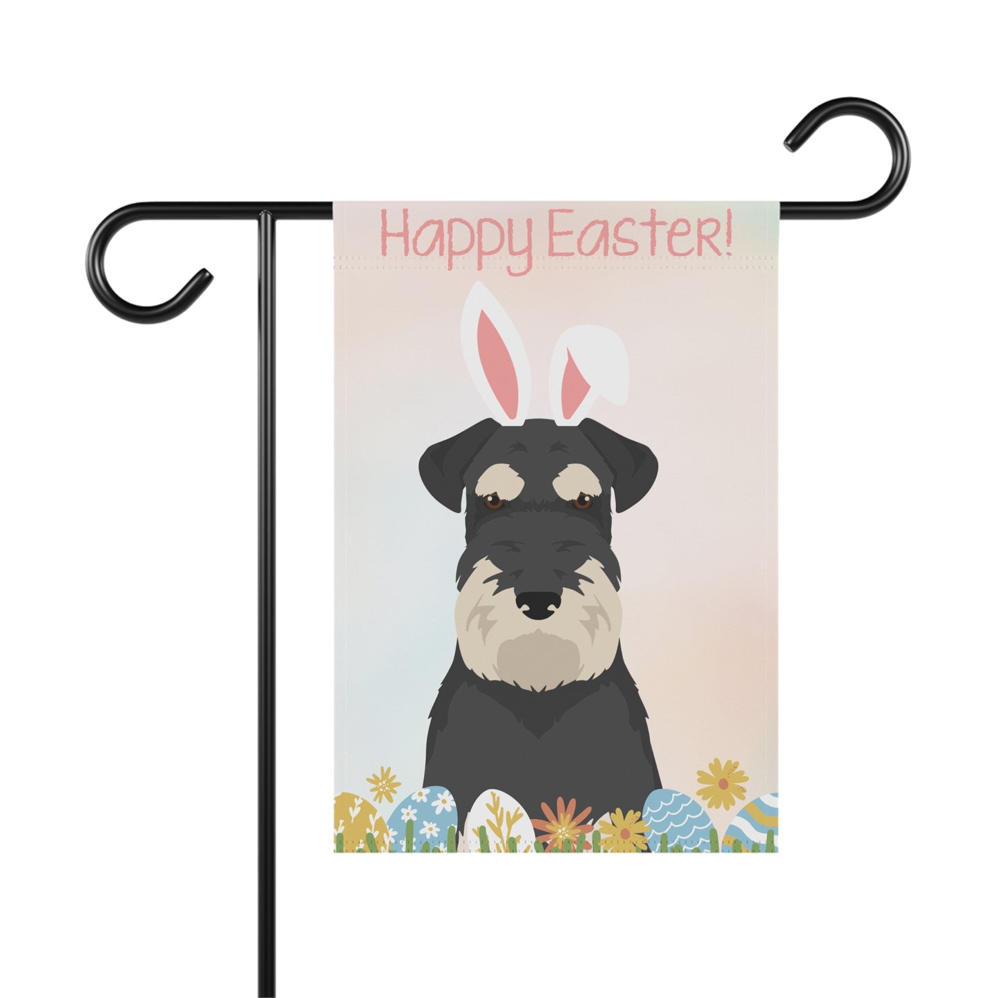 Schnauzer Dog Happy Easter Garden Flag