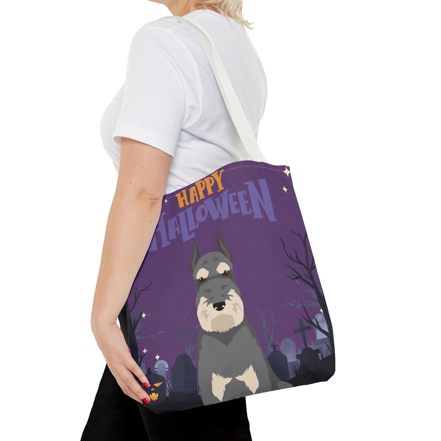 Schnauzer Dog Happy Halloween Tote Bag 16x16