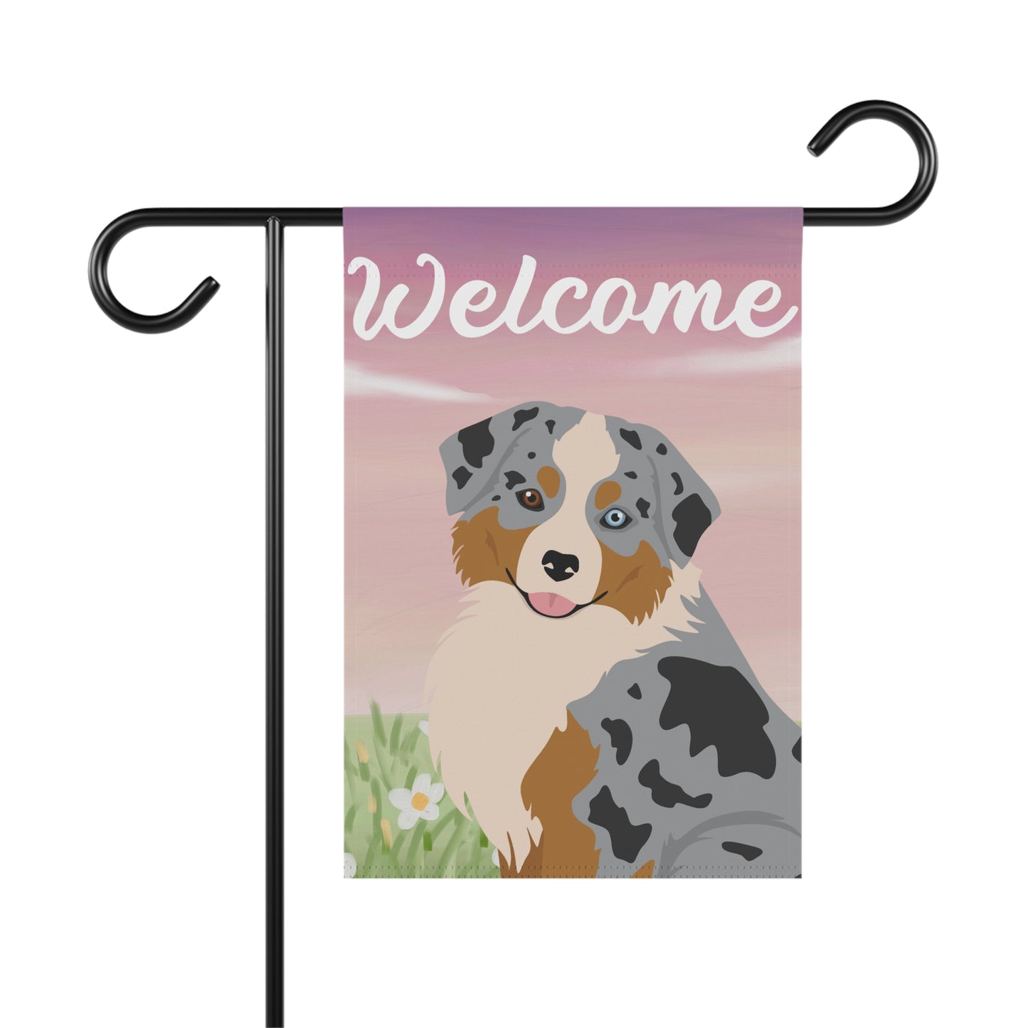 Miniature American Shepherd Dog Welcome Garden Flag