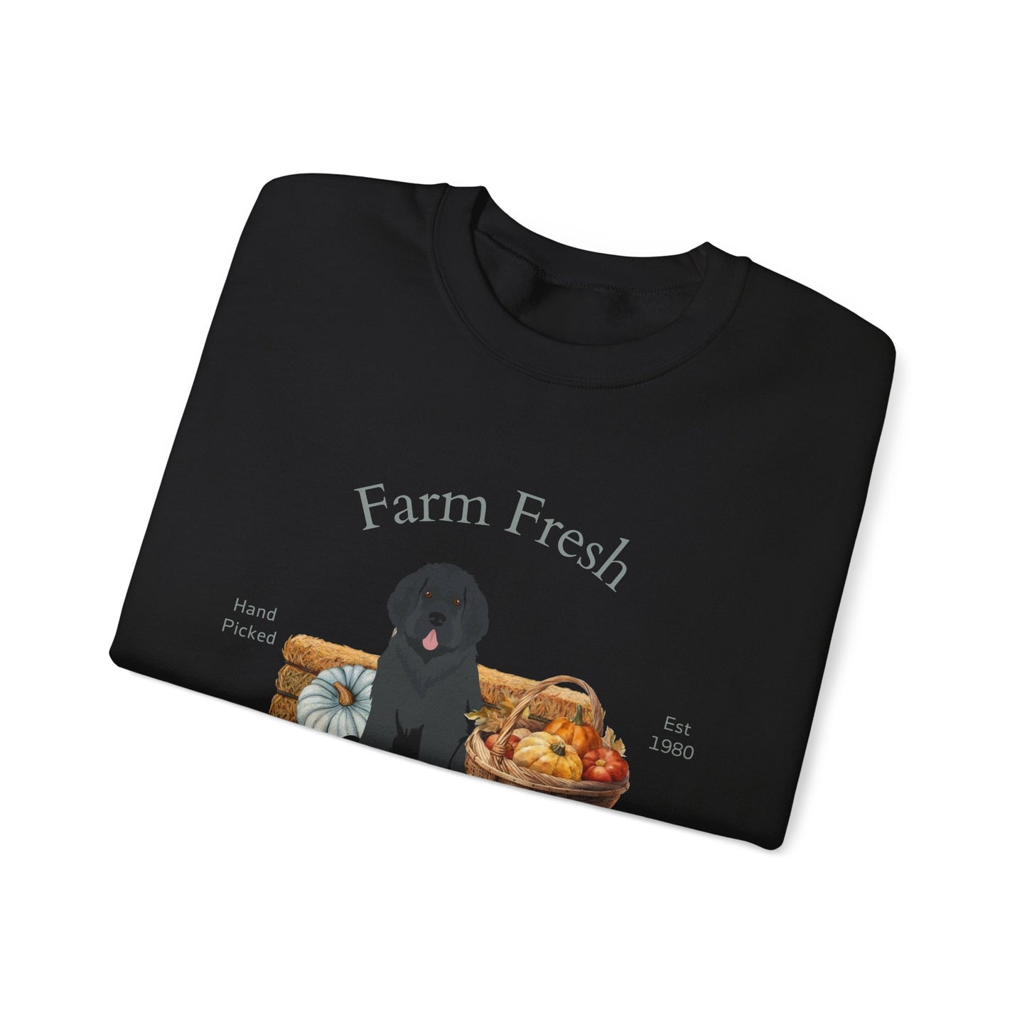 Newfoundland Dog Fall Farm Fresh Unisex Heavy Blend Crewneck Sweatshirt