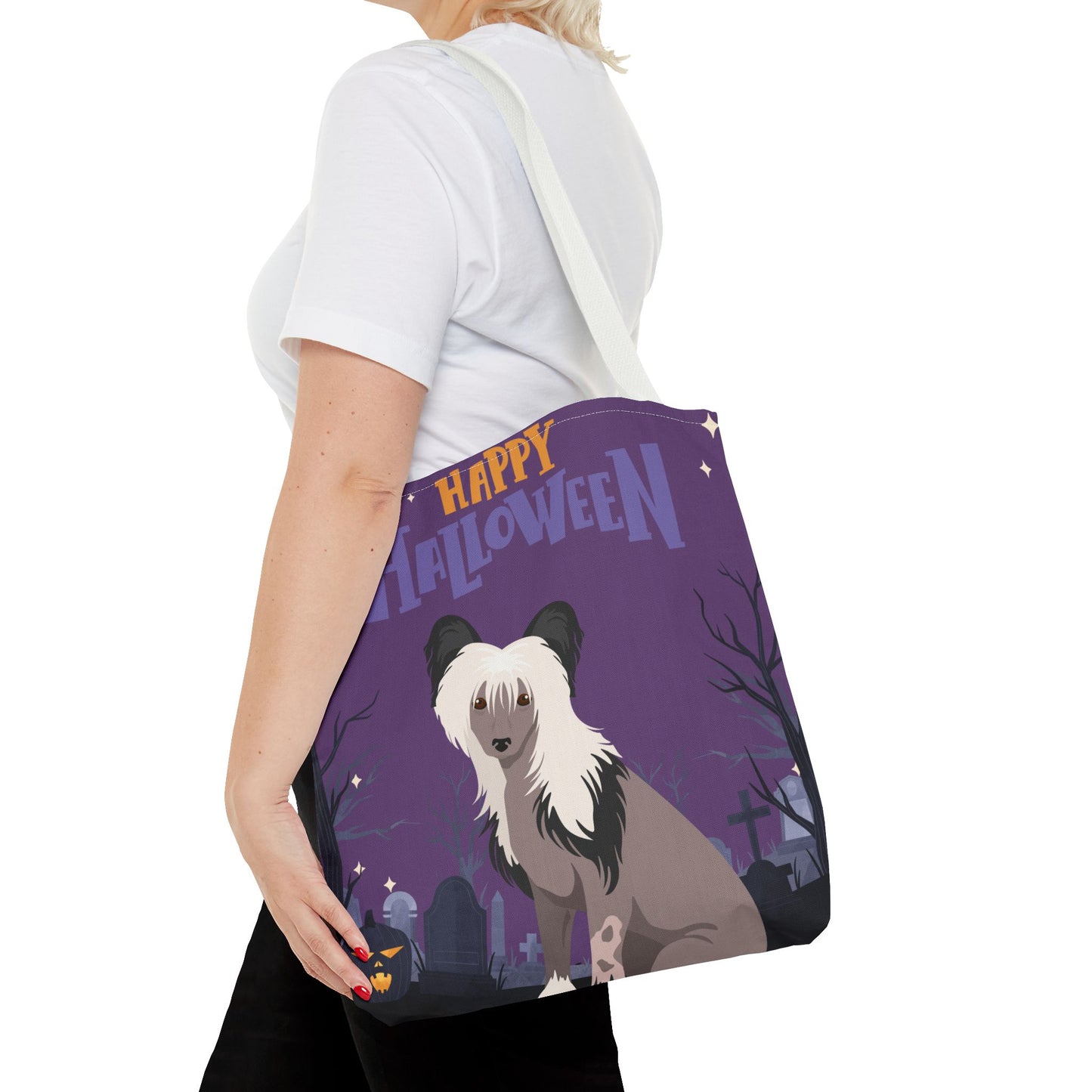 Chinese Crested Dog Happy Halloween Tote Bag 16x16