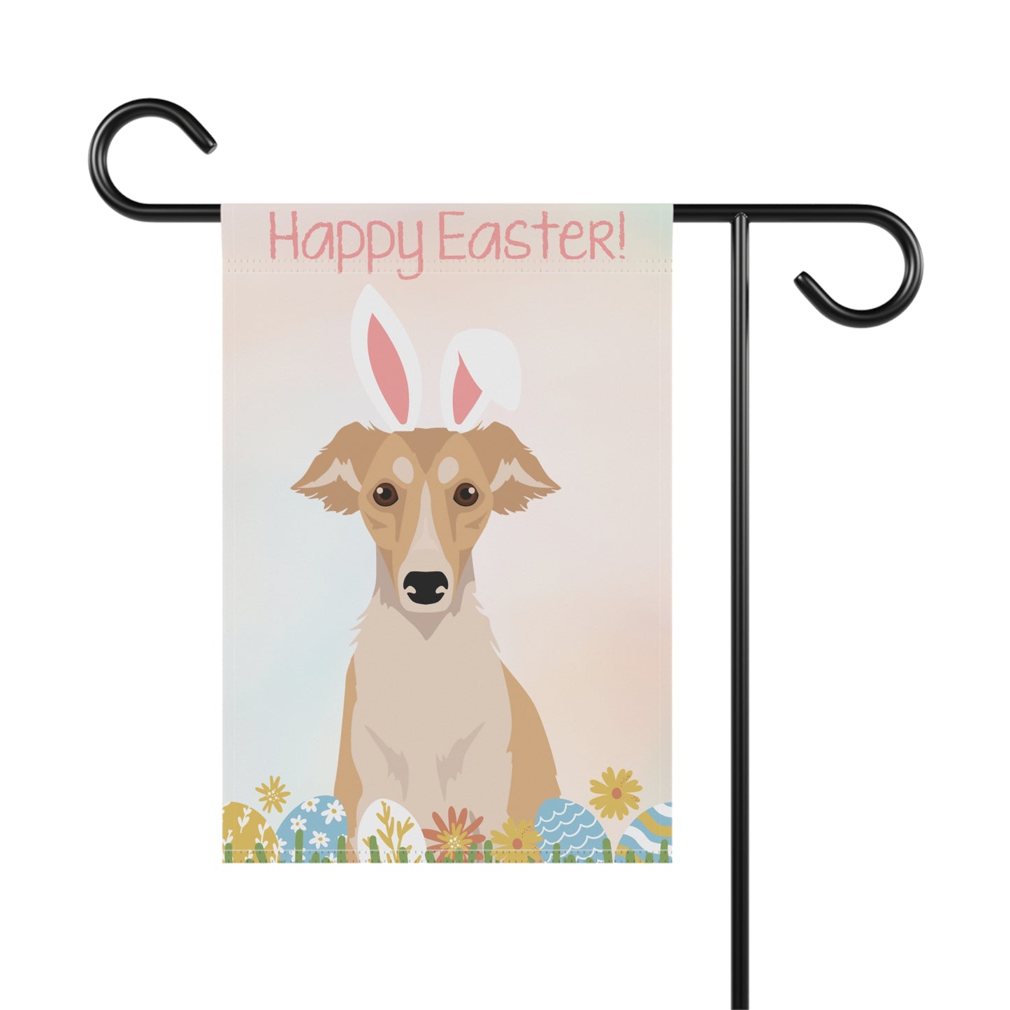 Silken Windhound Dog Happy Easter Garden Flag