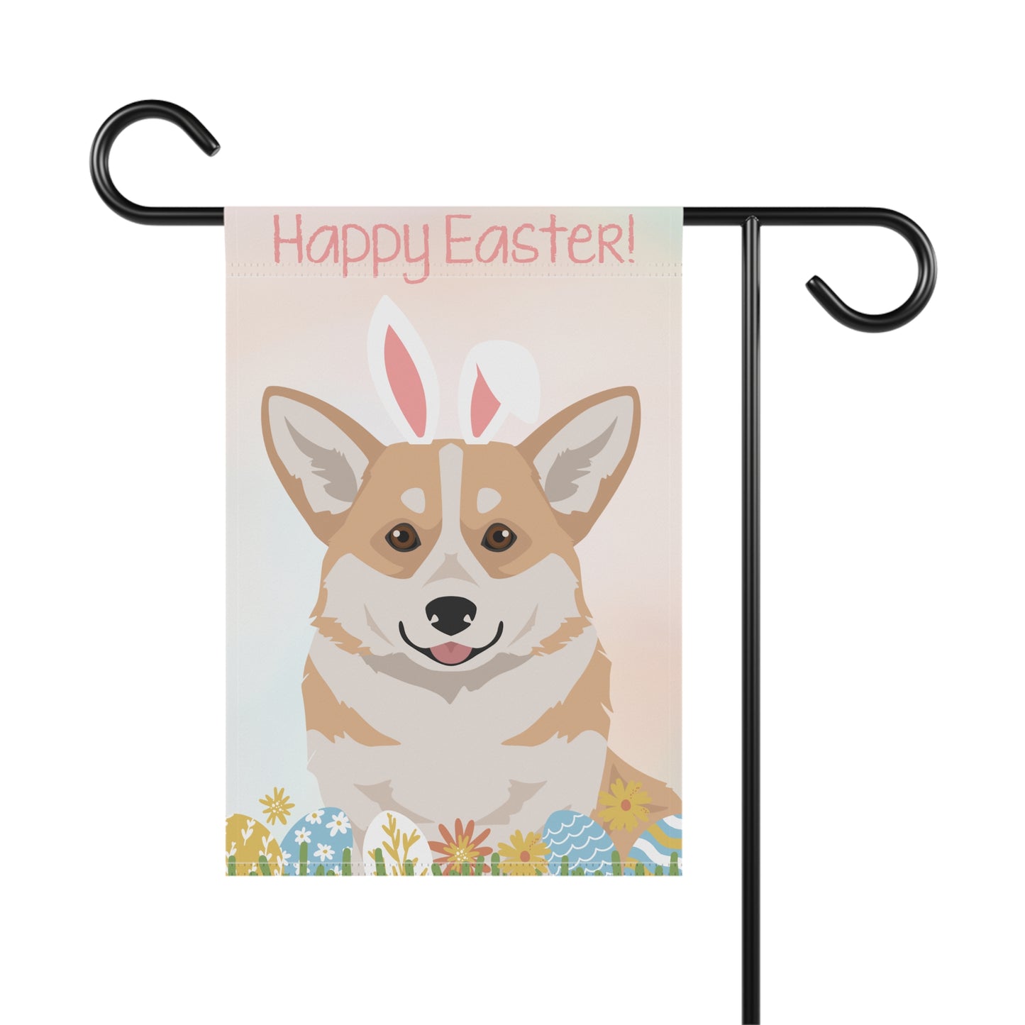 Pembroke Welsh Corgi Dog Happy Easter Garden Flag