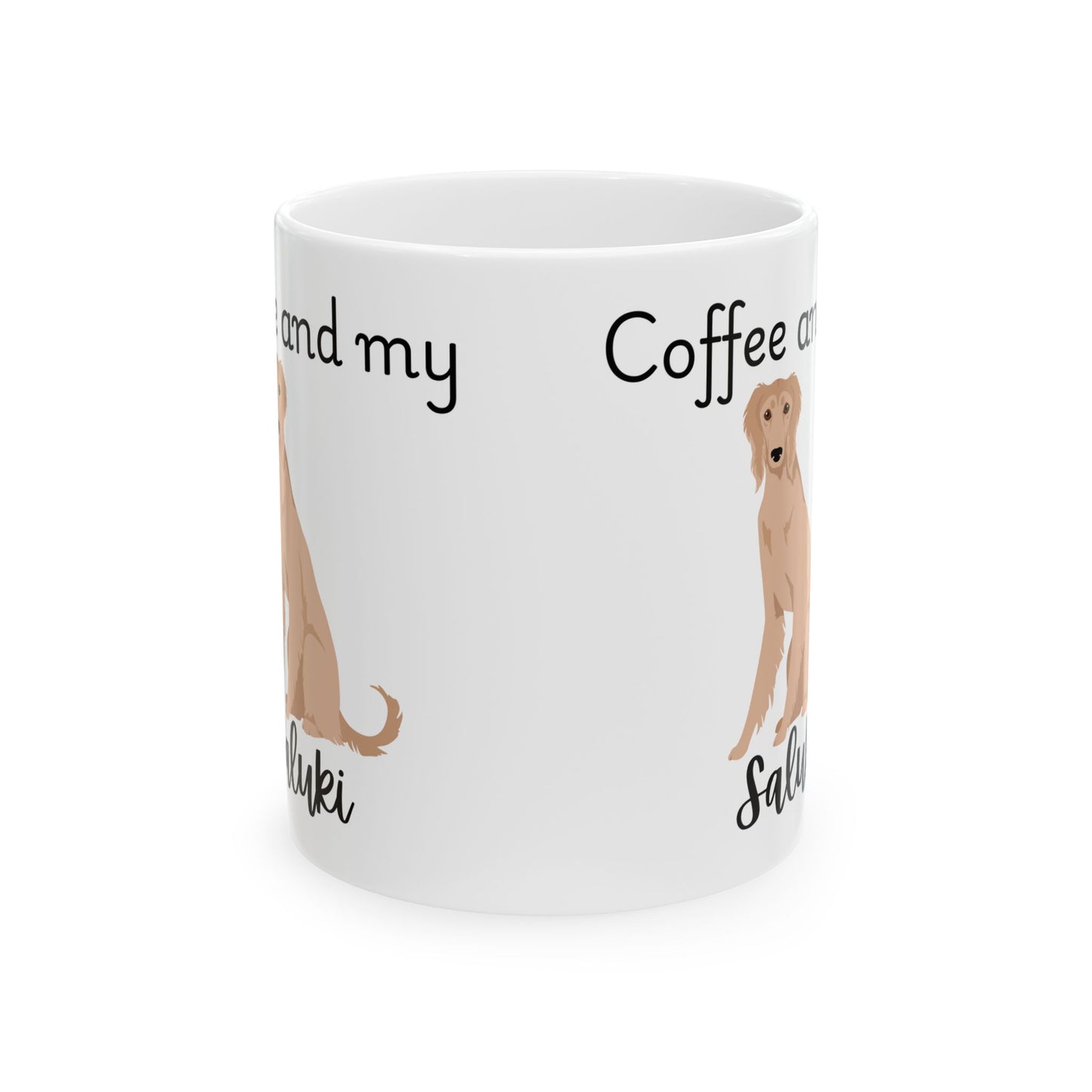 Coffee and My Saluki Ceramic Mug | Dog Lover Gift, Pet Owner Cup, Cute Mug for Dog Moms, Funny Mug for Coffee Lovers