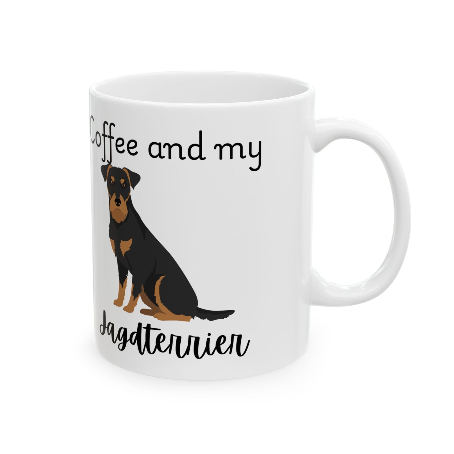 Coffee and My Jagdterrier Ceramic Mug | Dog Lover Gift, Pet Owner Cup, Cute Mug for Dog Moms, Funny Mug for Coffee Lovers