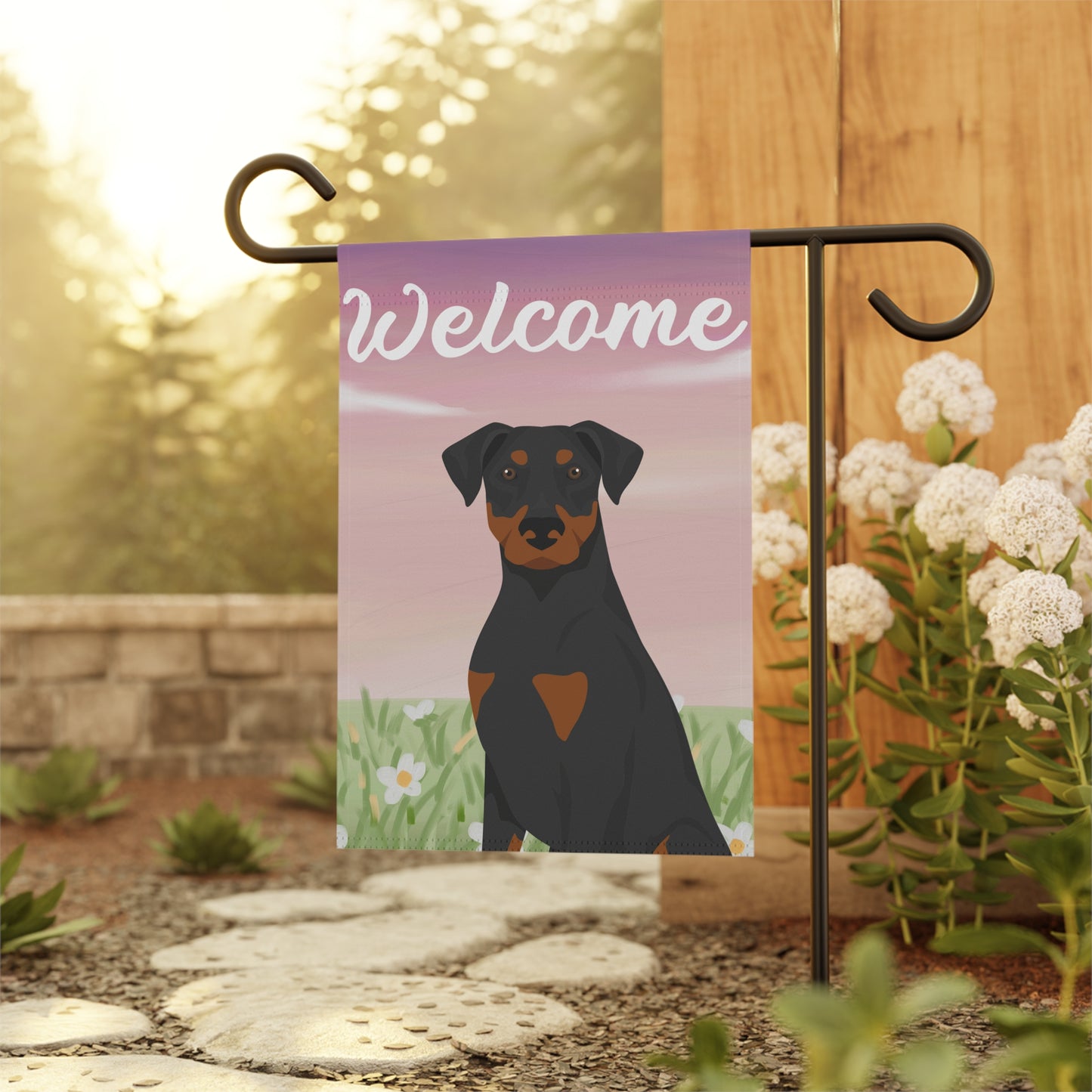 Doberman Pinscher Dog Welcome Garden Flag