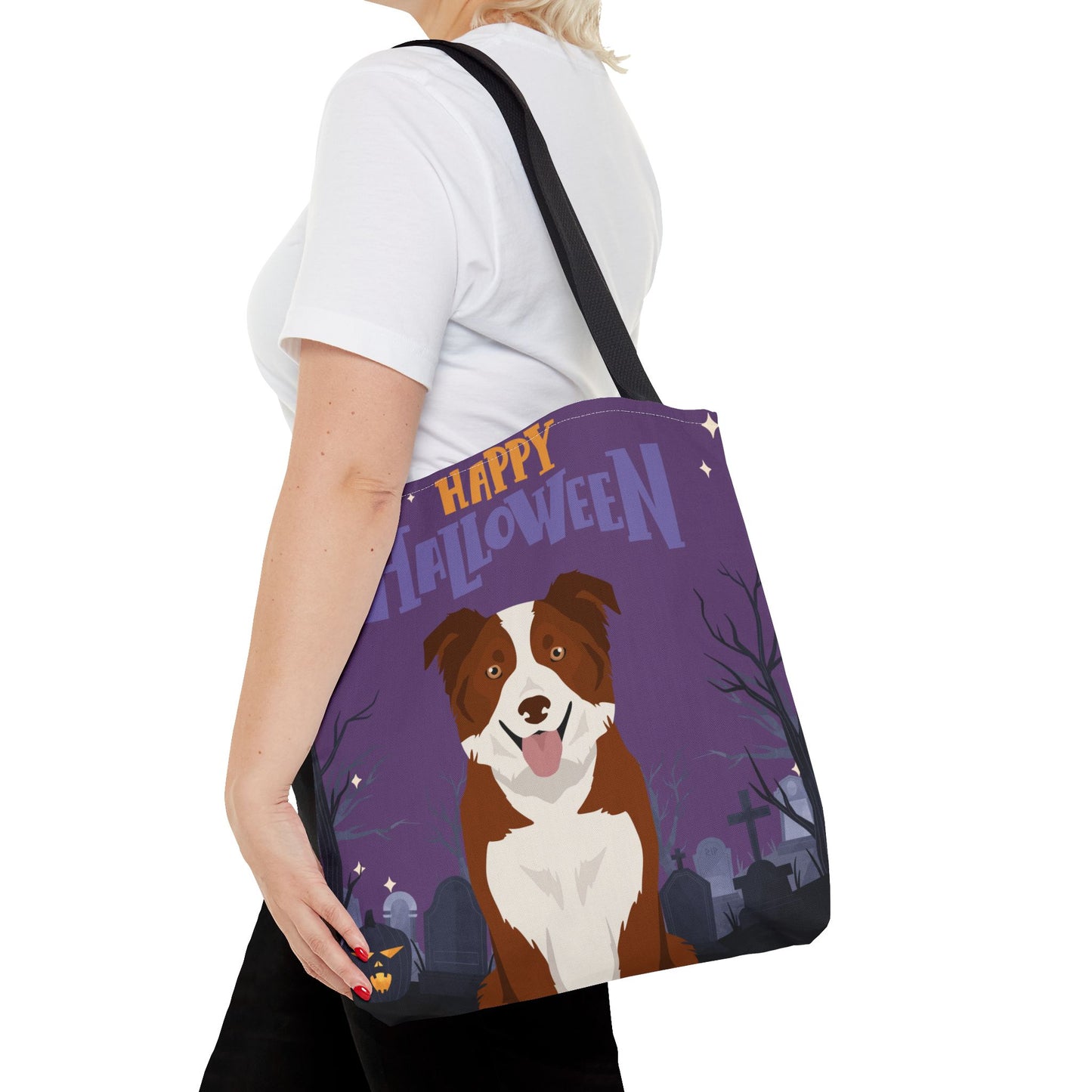 Border Collie Dog Happy Halloween Tote Bag 16x16