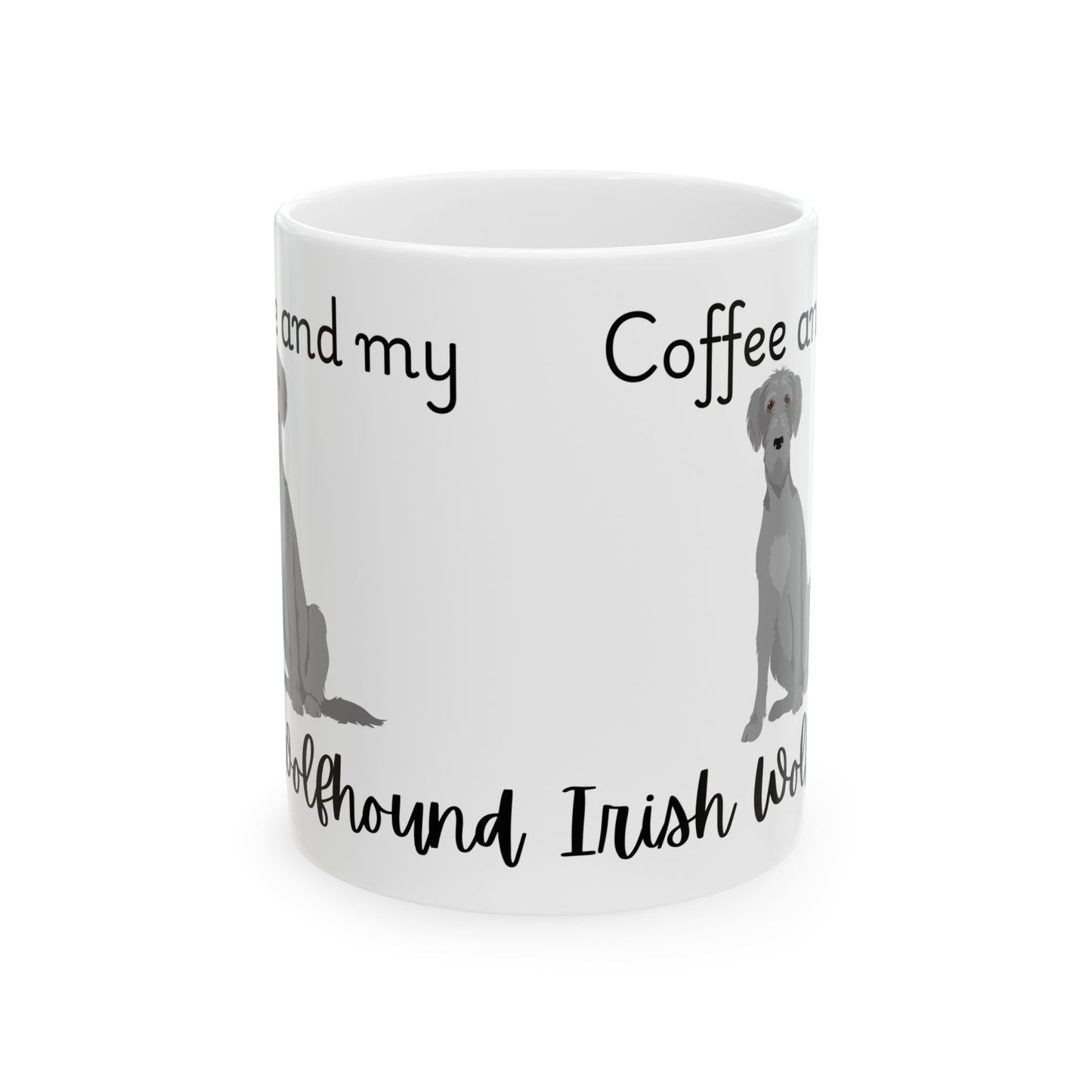 Coffee and My Irish Wolfhound Ceramic Mug | Dog Lover Gift, Pet Owner Cup, Cute Mug for Dog Moms, Funny Mug for Coffee Lovers