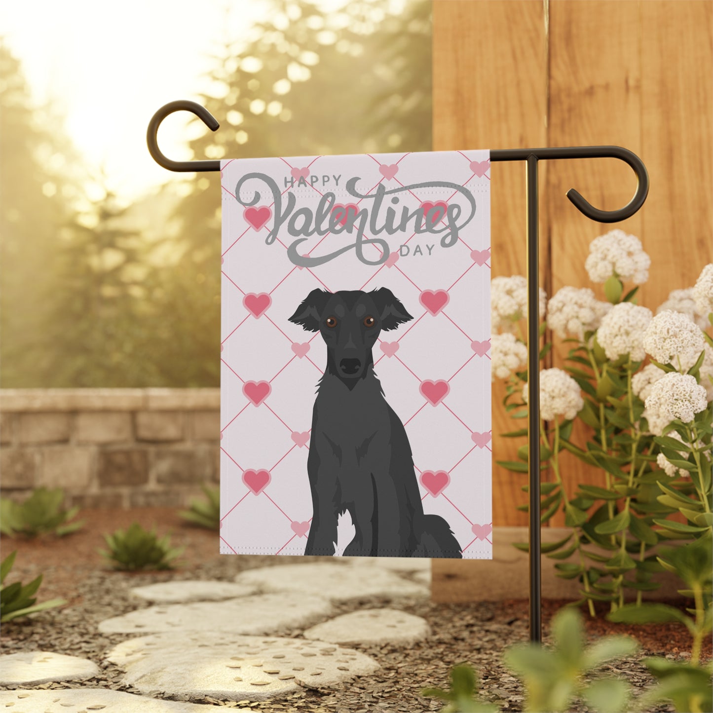 Silken Windhound Dog Valentines Day Garden Flag