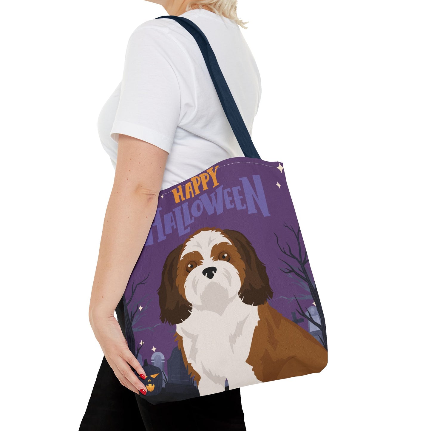 Shih Tzu Dog Happy Halloween Tote Bag 16x16