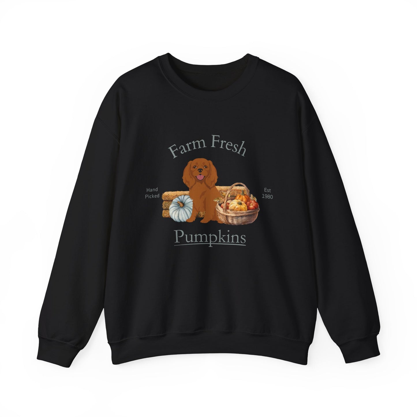 Cavalier King Charles Spaniel Dog Fall Farm Fresh Unisex Heavy Blend Crewneck Sweatshirt