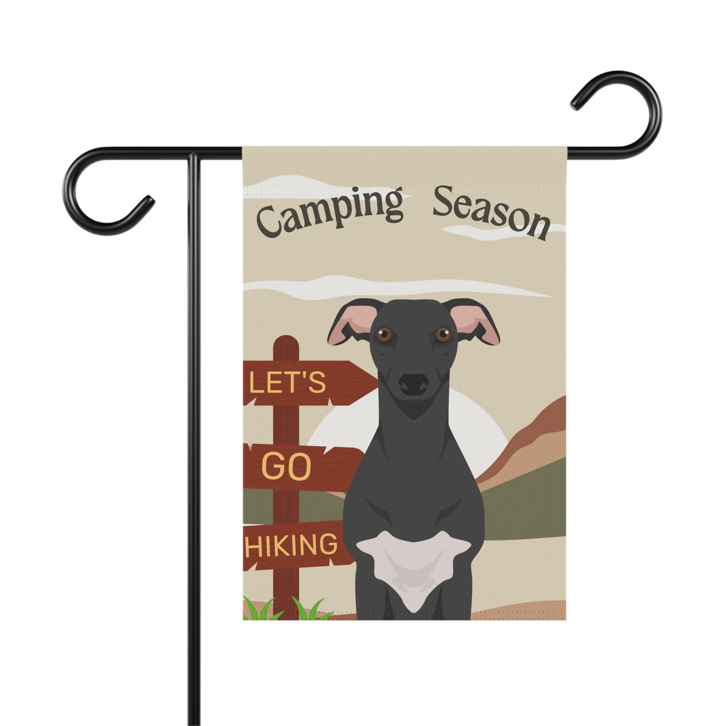 Whippet Dog Camping Garden Flag