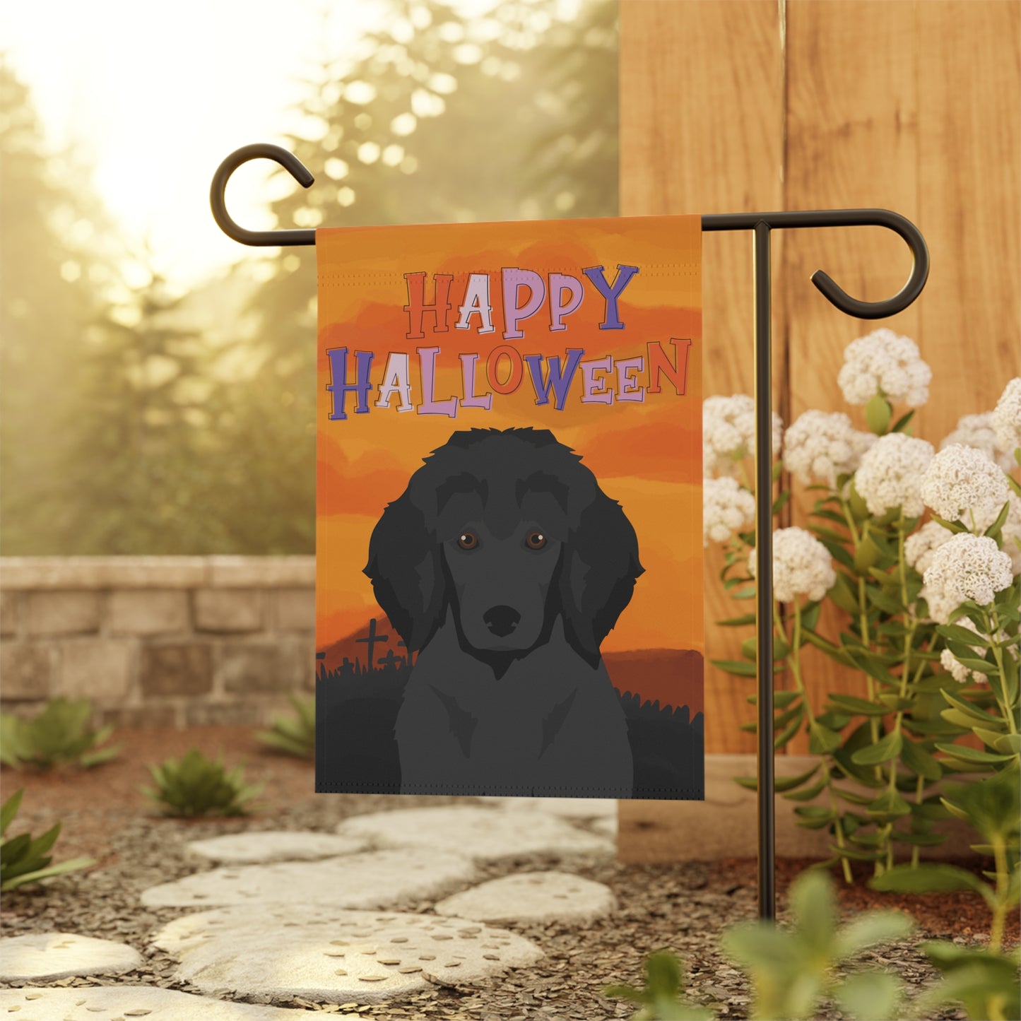 Poodle Dog Halloween Garden Flag