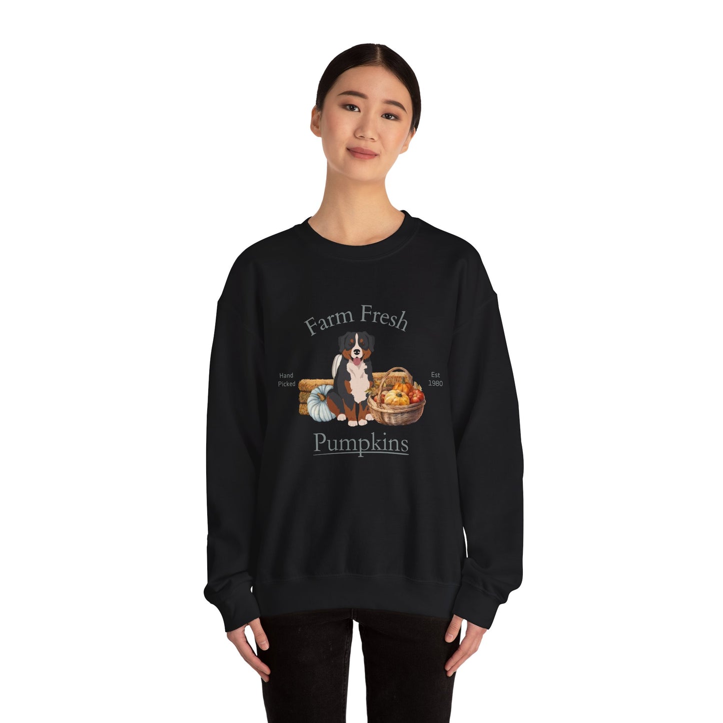 Bernese Mountain Dog Dog Fall Farm Fresh Unisex Heavy Blend Crewneck Sweatshirt