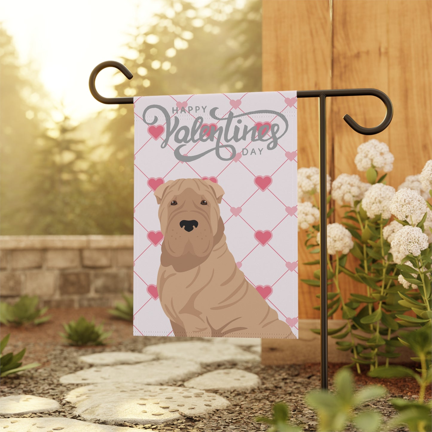 Shar Pei Dog Valentines Day Garden Flag