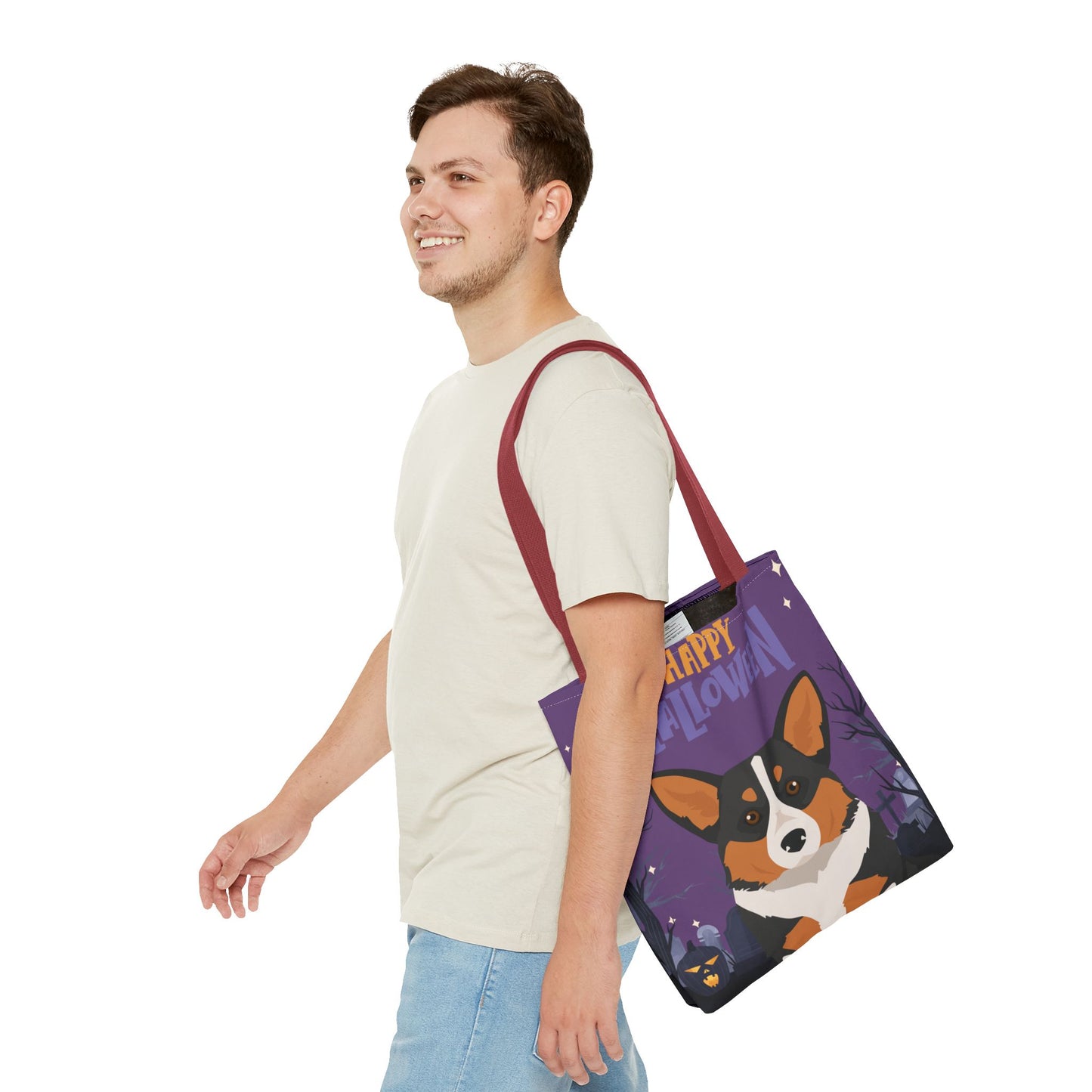 Pembroke Welsh Corgi Dog Happy Halloween Tote Bag 16x16