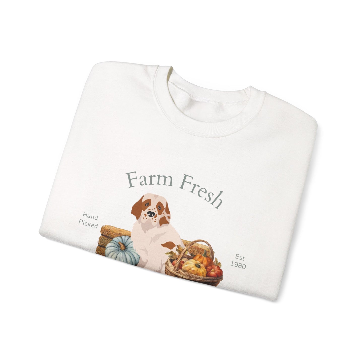 Clumber Spaniel Dog Fall Farm Fresh Unisex Heavy Blend Crewneck Sweatshirt