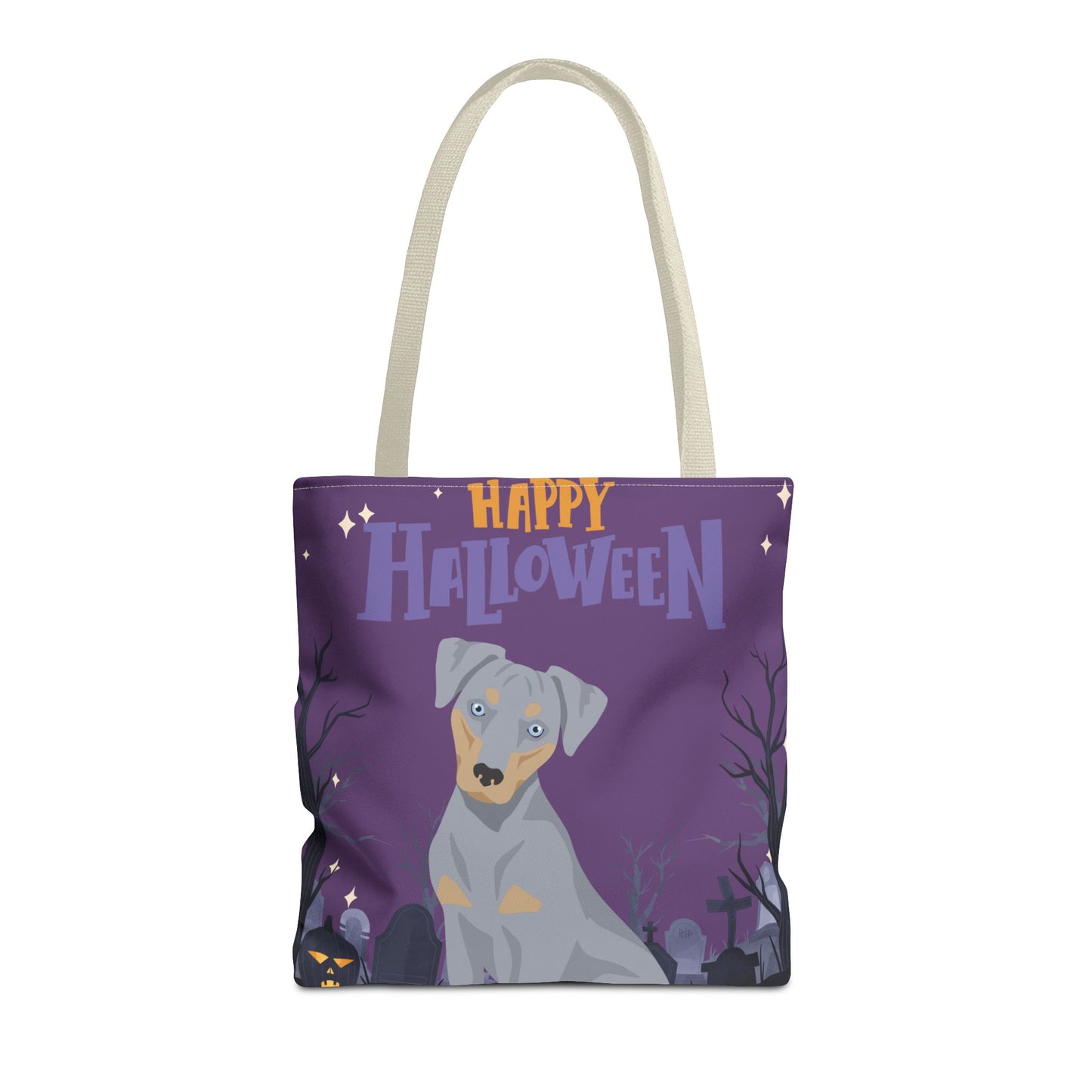 Blue Lacy Dog Happy Halloween Tote Bag 16x16