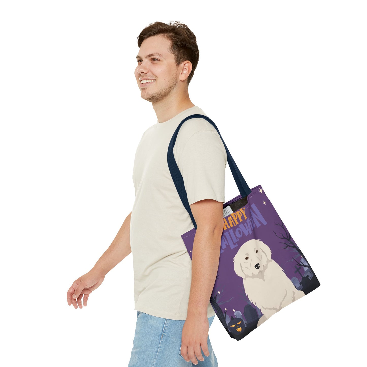 Great Pyrenees Dog Happy Halloween Tote Bag 16x16