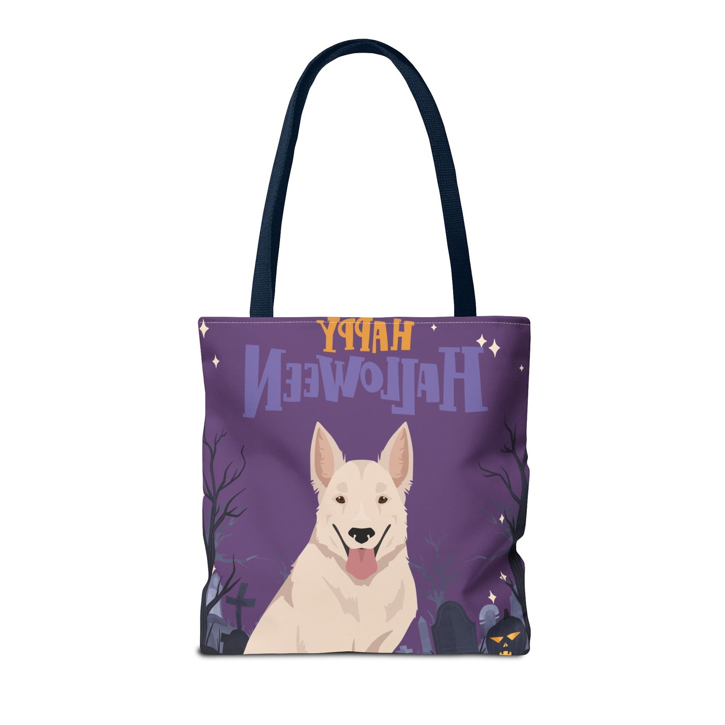White Swiss Shepherd Dog Happy Halloween Tote Bag 16x16