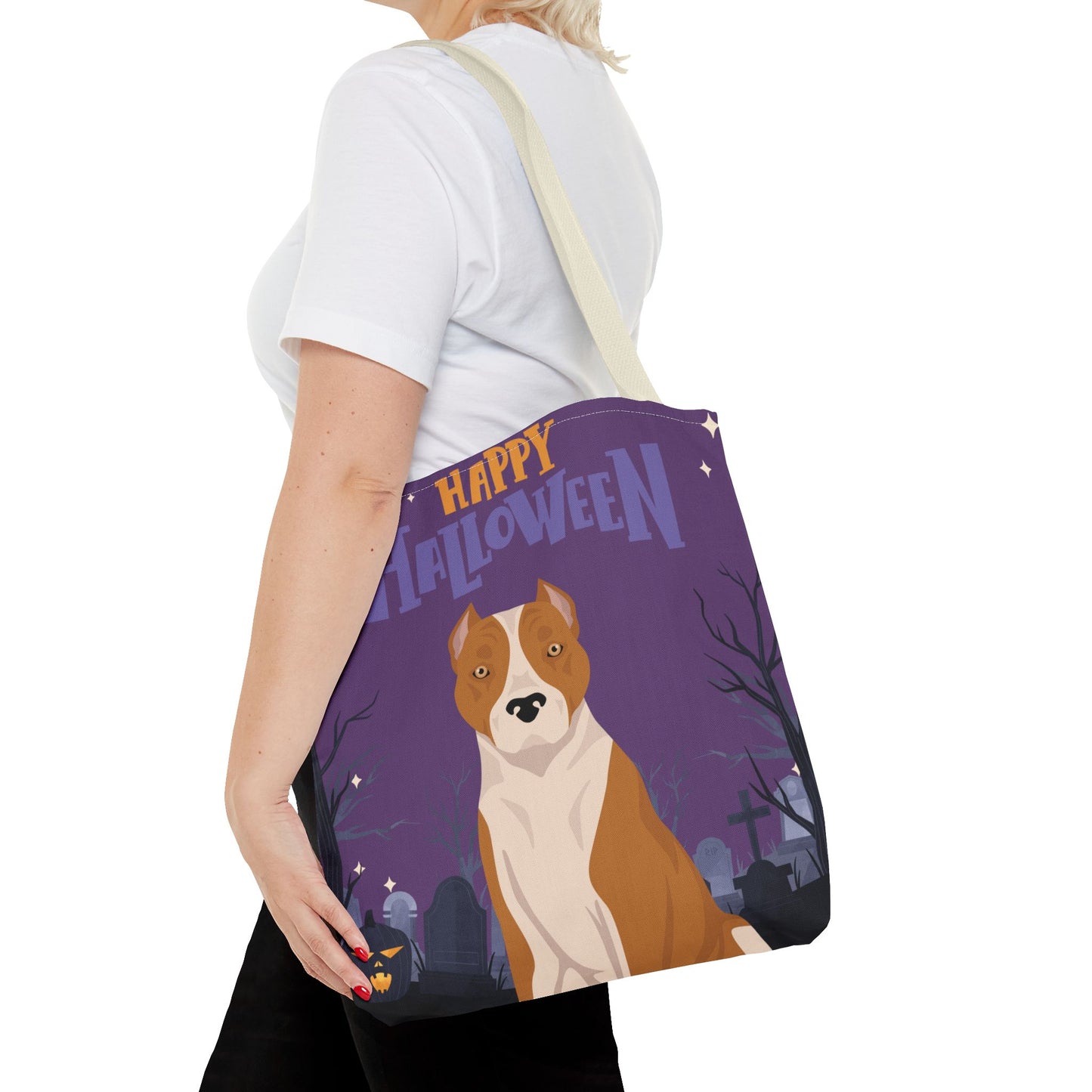 American Staffordshire Terrier Dog Happy Halloween Tote Bag 16x16
