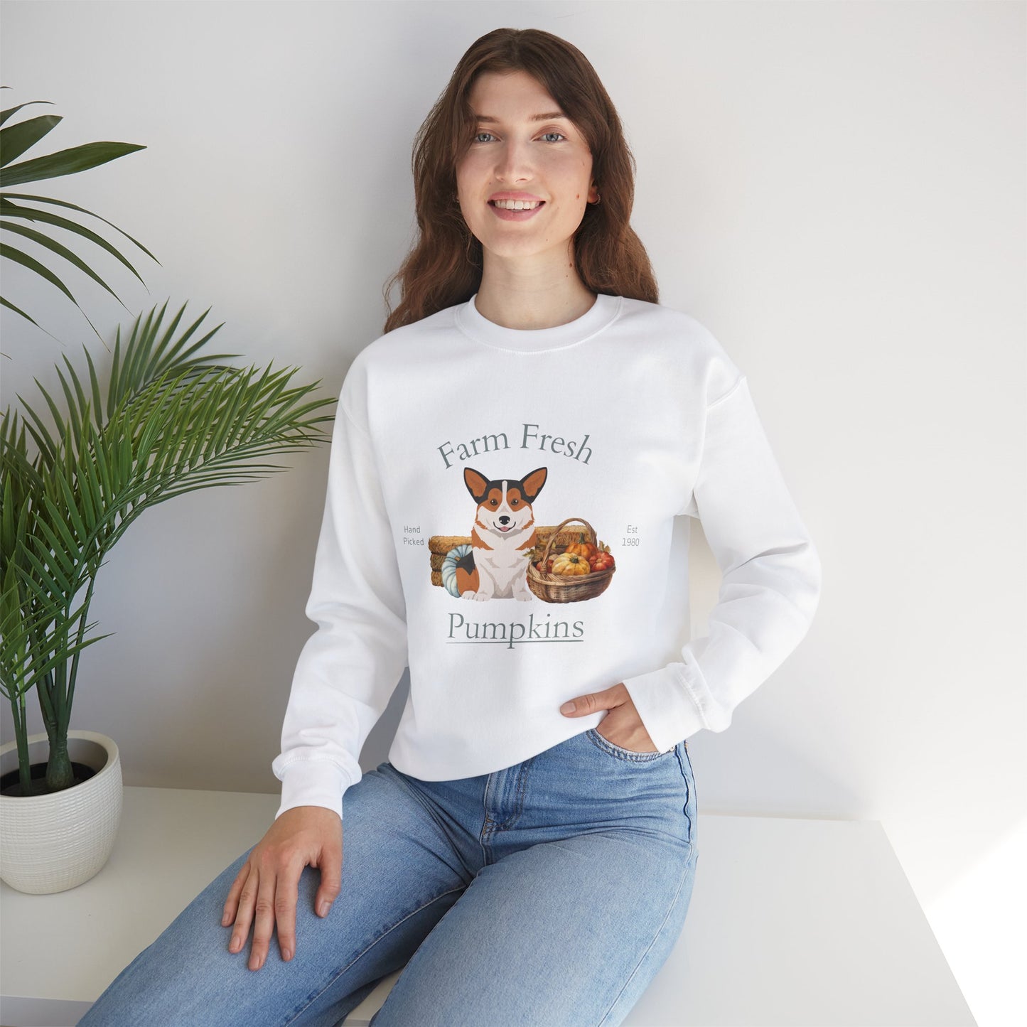 Pembroke Welsh Corgi Dog Fall Halloween Unisex Heavy Blend Crewneck Sweatshirt