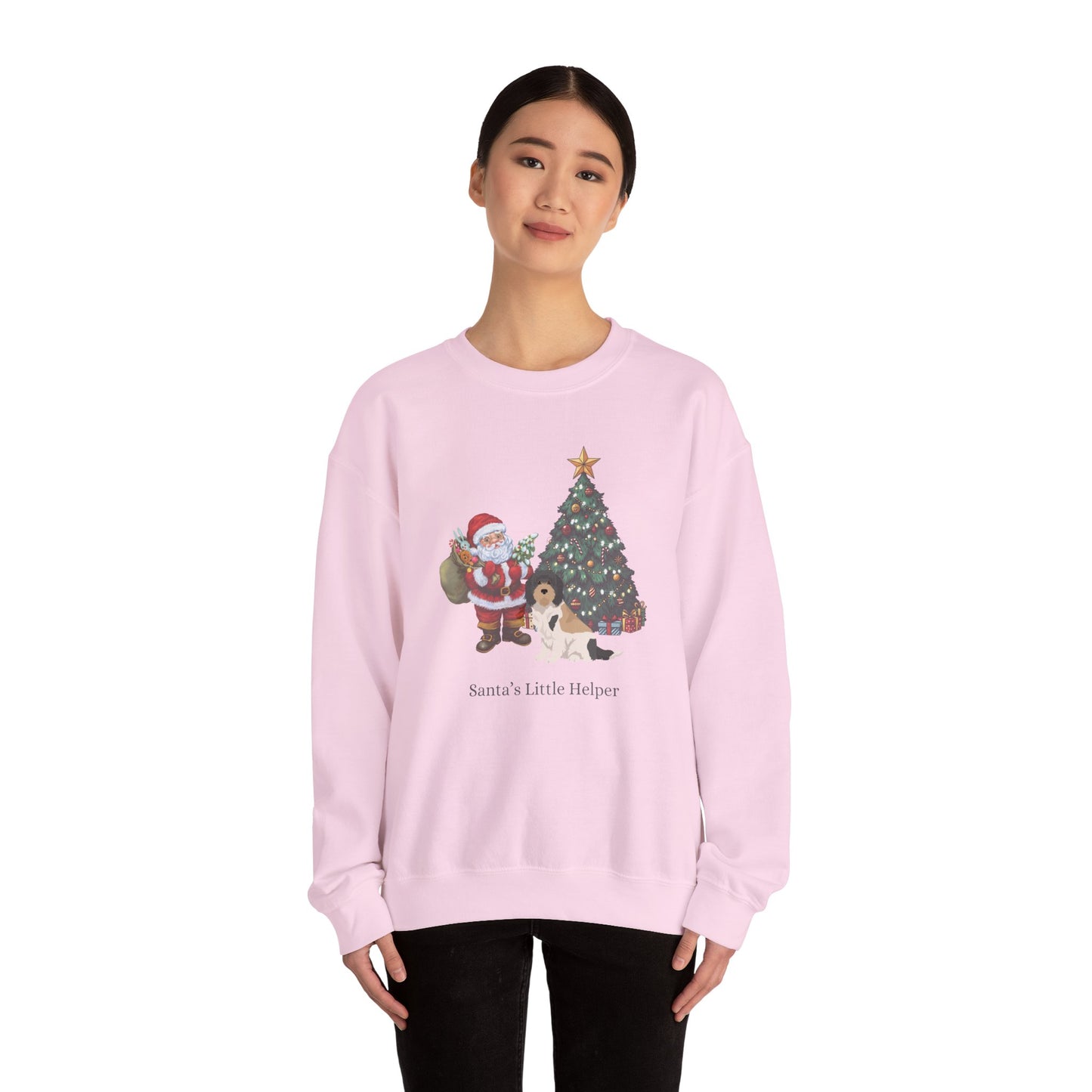 Grand Basset Griffon Vendeen Dog Santa's Little Helper Unisex Heavy Blend Crewneck Sweatshirt