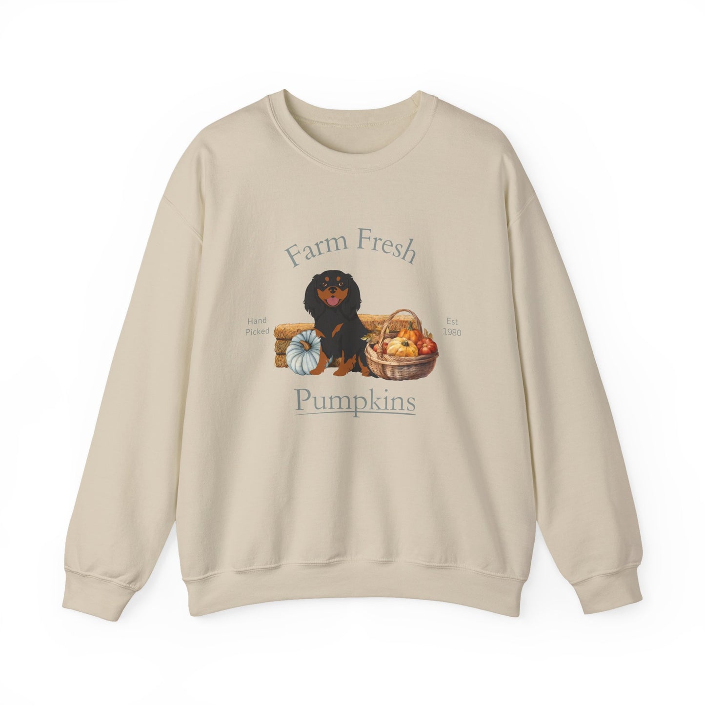 Cavalier King Charles Spaniel Dog Fall Farm Fresh Unisex Heavy Blend Crewneck Sweatshirt